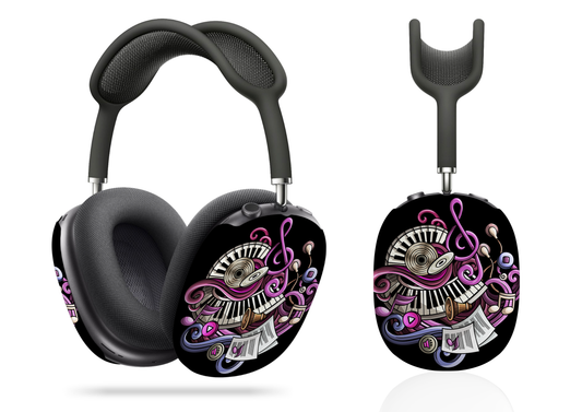 Whimsical Music & Instruments in Vibrant Maestro Medley AirPod Max Case Protective Covers