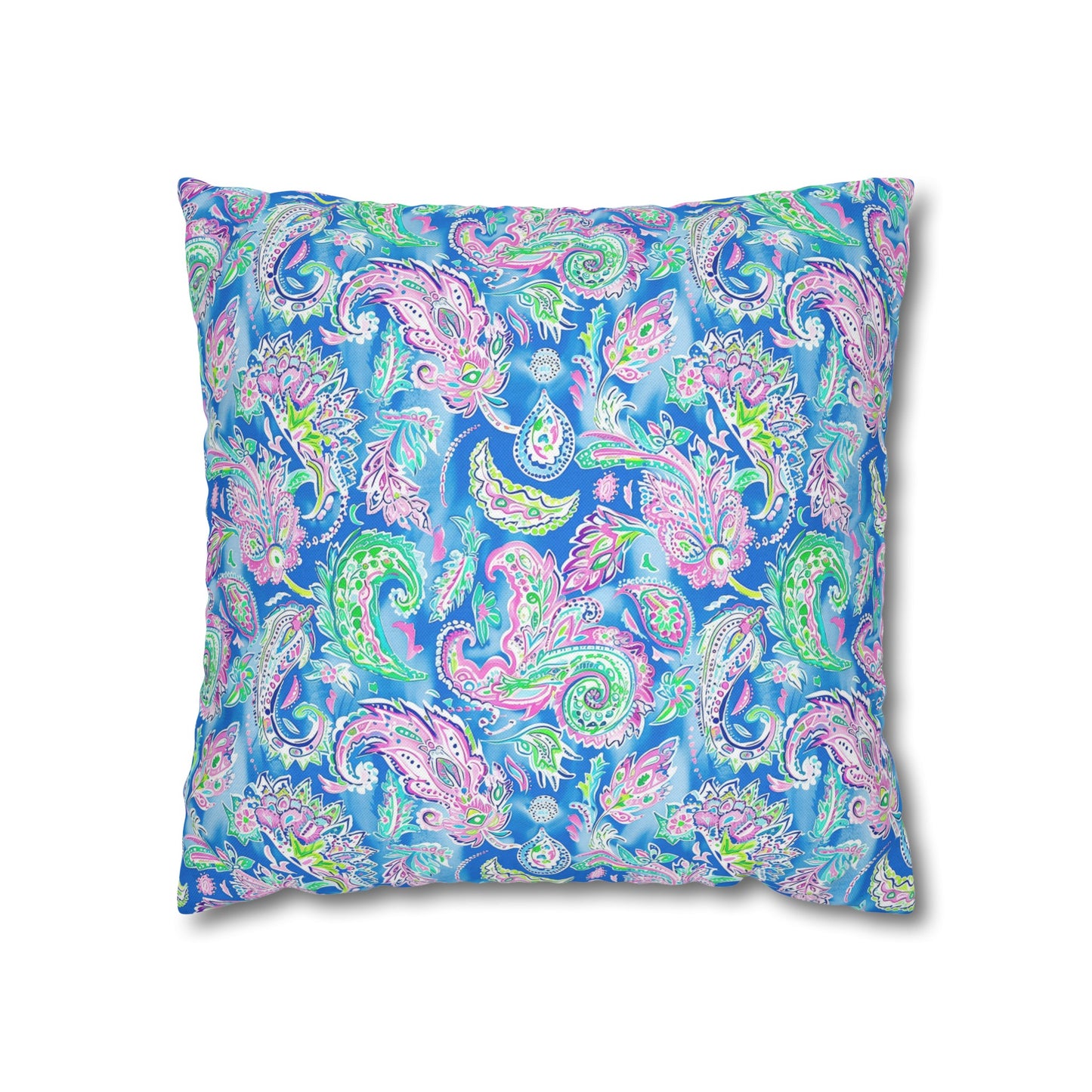 Pastel Paisley Whimsy: Delicate Design in Soft Hues Spun Polyester Square Pillowcase 4 Sizes