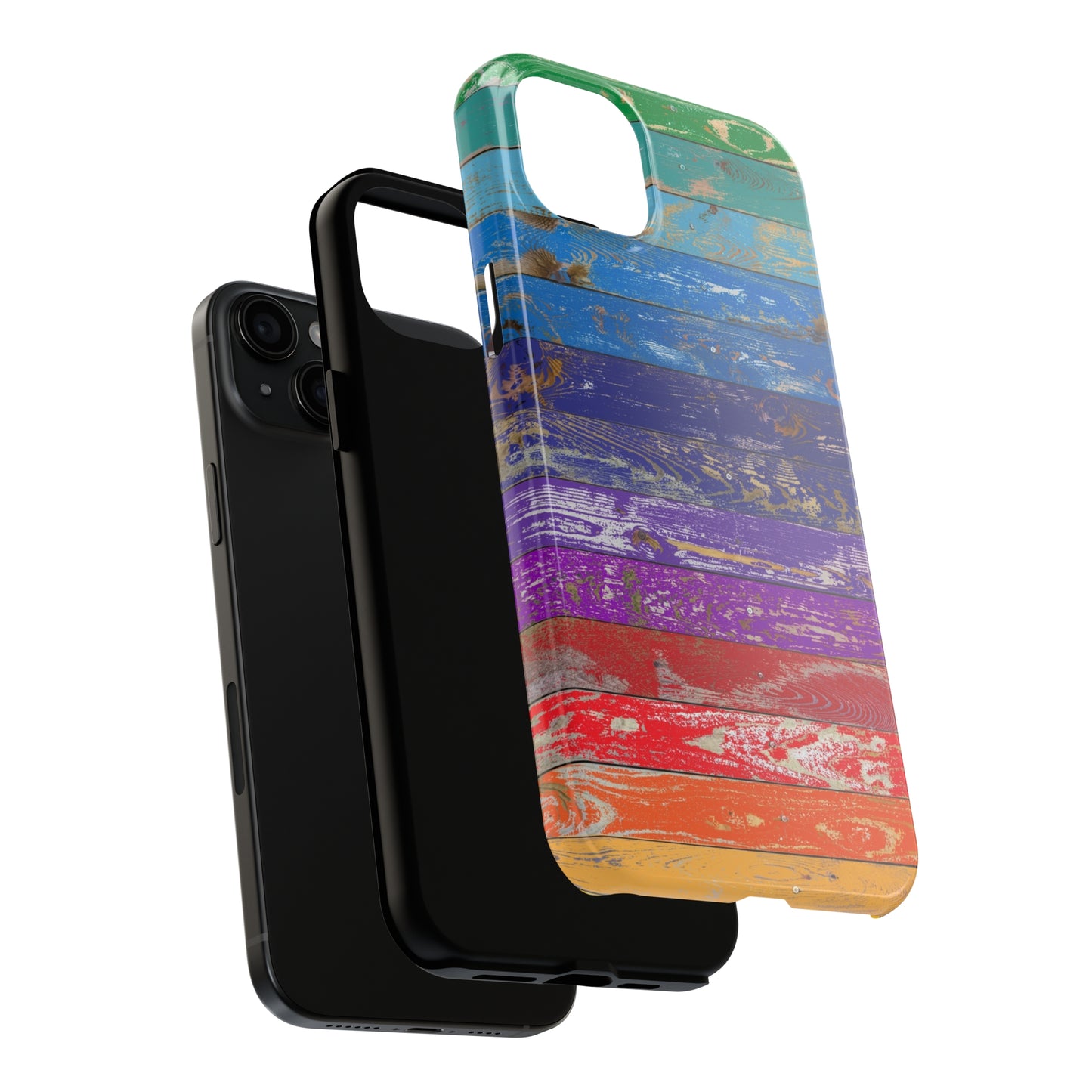 Rainbow Wood Planks Iphone Tough Phone Case