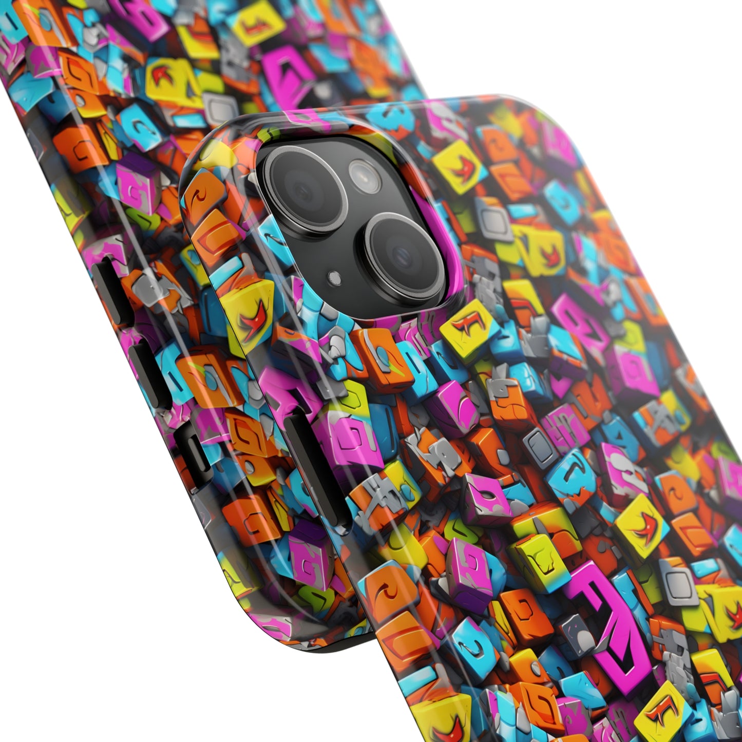 3D Abstract Colorful Block Design Iphone Tough Phone Case