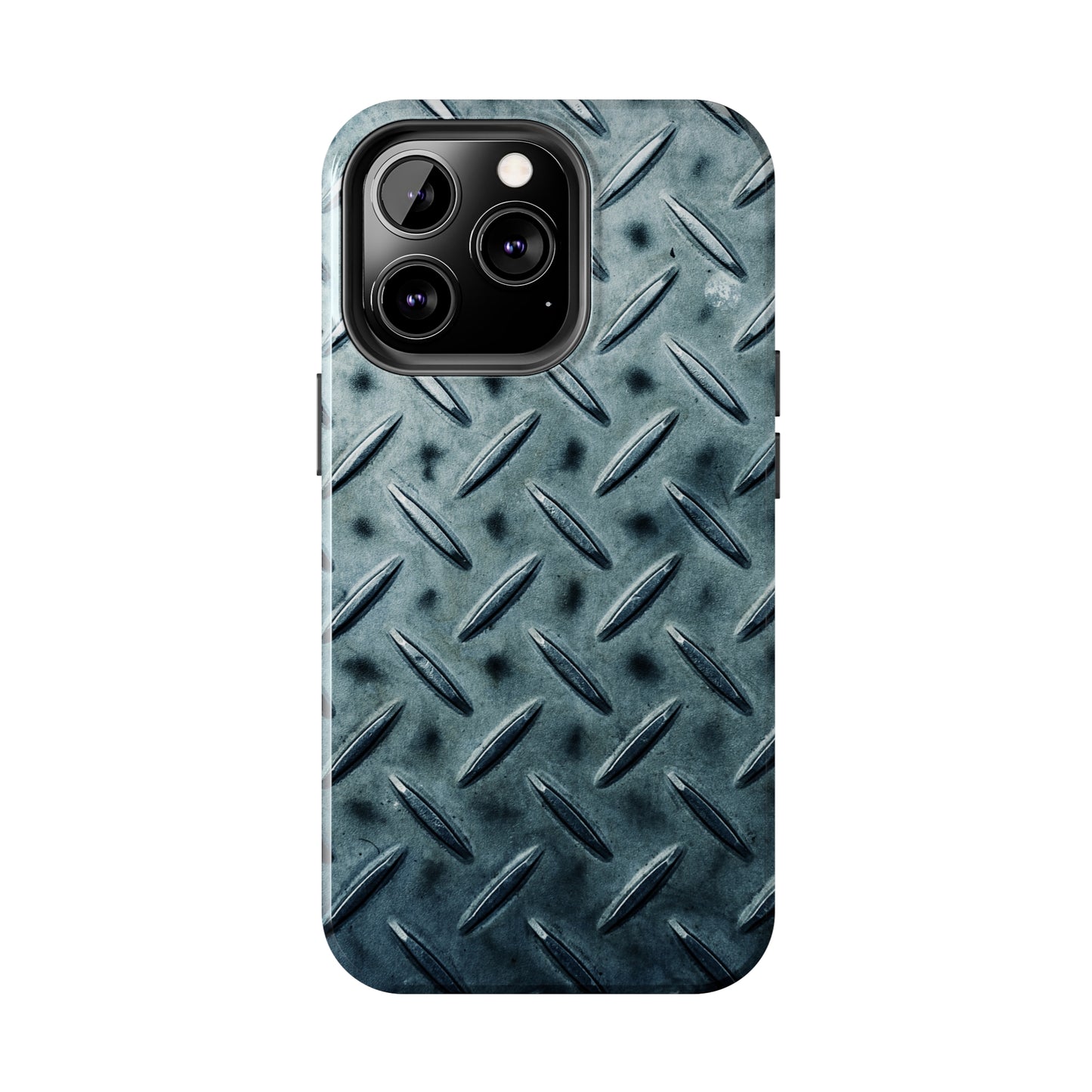 Blue Steel Diamond Plate Design Iphone Tough Phone Case