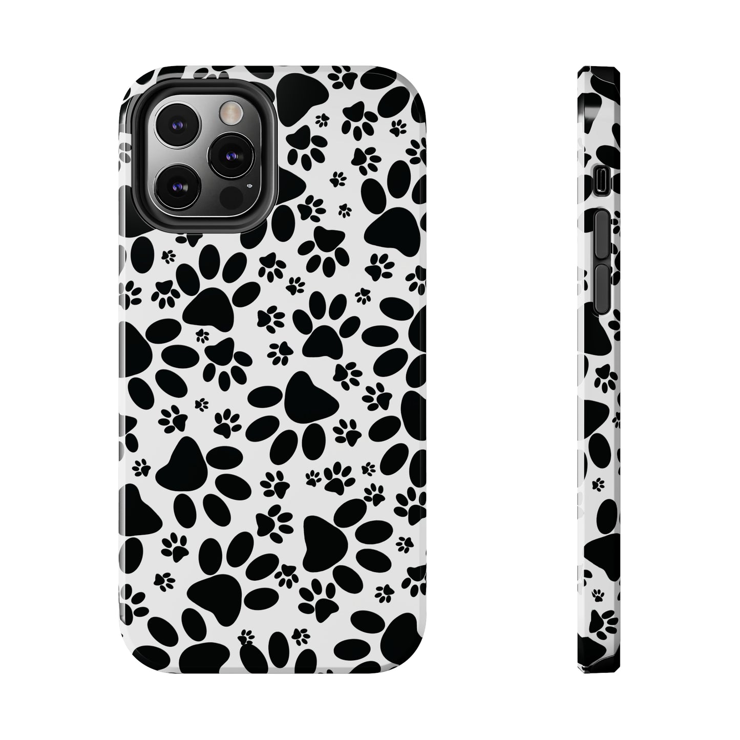 Stealthy Tracks: Black Animal Paw Prints Iphone Tough Phone Case