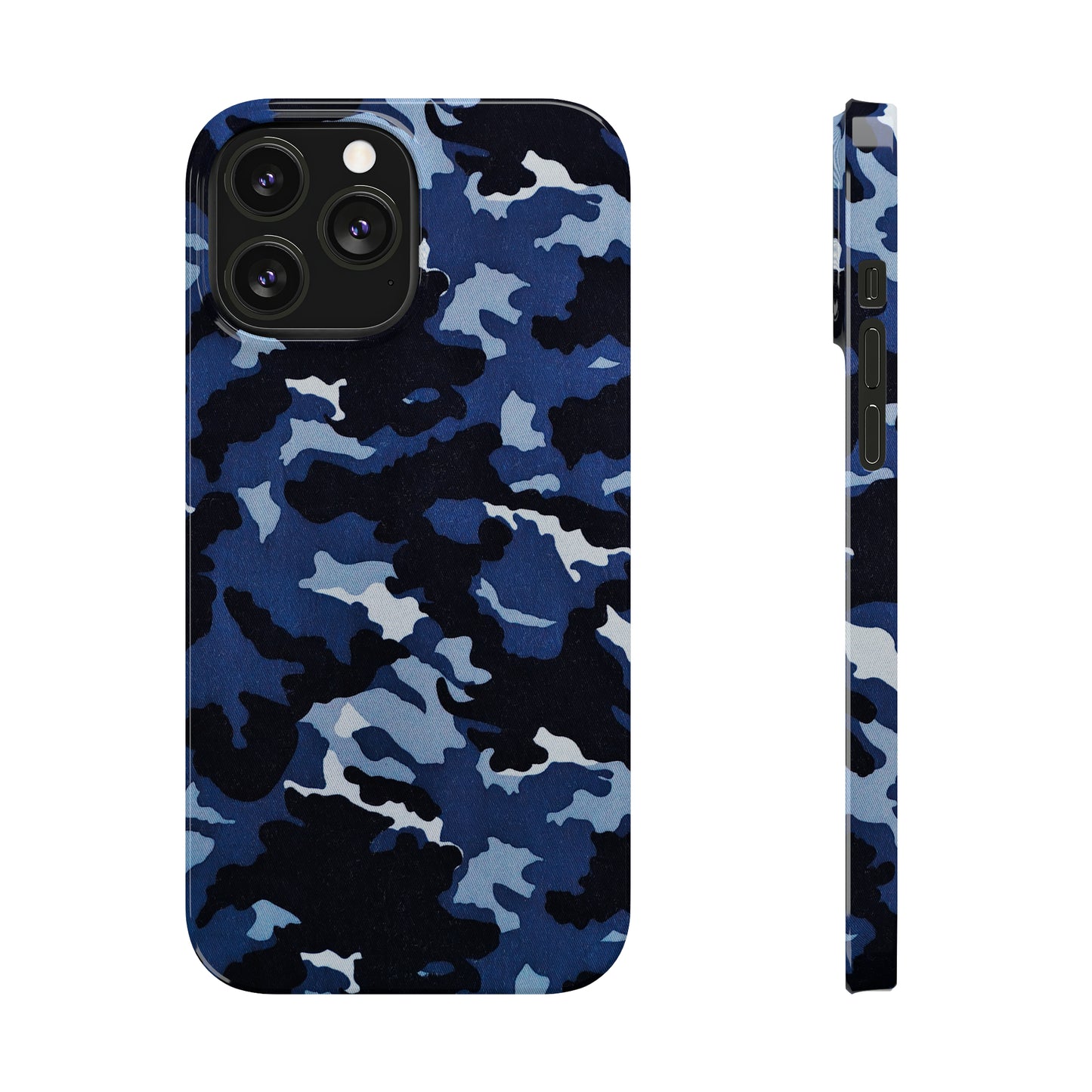 Deep Sea Concealment: Navy Blue Camouflage Iphone 15-12 Slim Phone Case