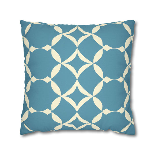 Modern Chic Aqua and Cream Geometric Pattern Spun Polyester Square Pillowcase 4 Sizes