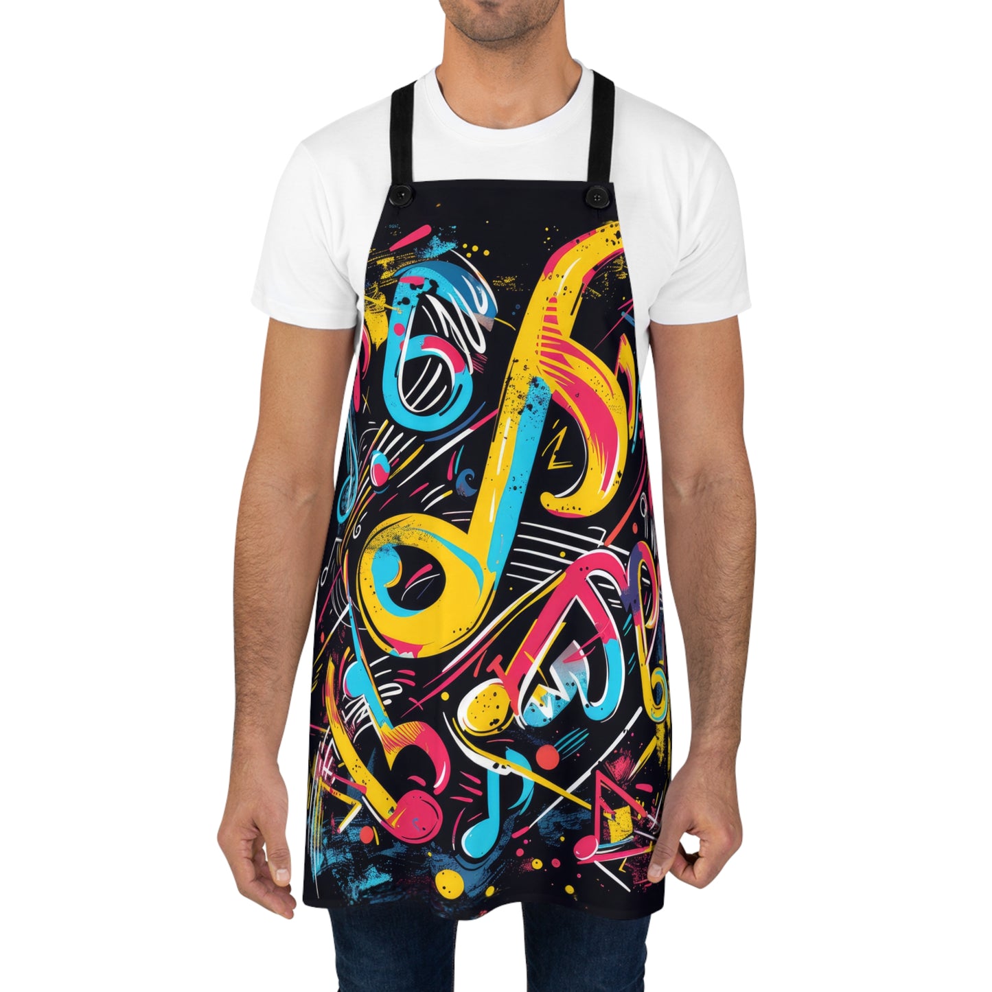 Electric Music Vibes Abstract Neon Musical Notes with Energetic Colors Kitchen Chef Apron