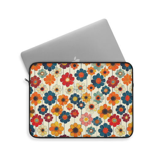 Blooming Joy Vibrant Retro Floral Pattern Laptop or Ipad Protective Sleeve 3 Sizes Available