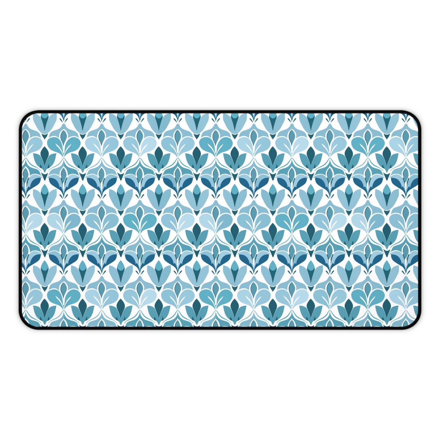 Elegant Floral Pattern in Shades of Aqua and Teal, Forming Graceful Botanical Motifs Gaming Mouse Pad  Desk Mat  - 3 Sizes