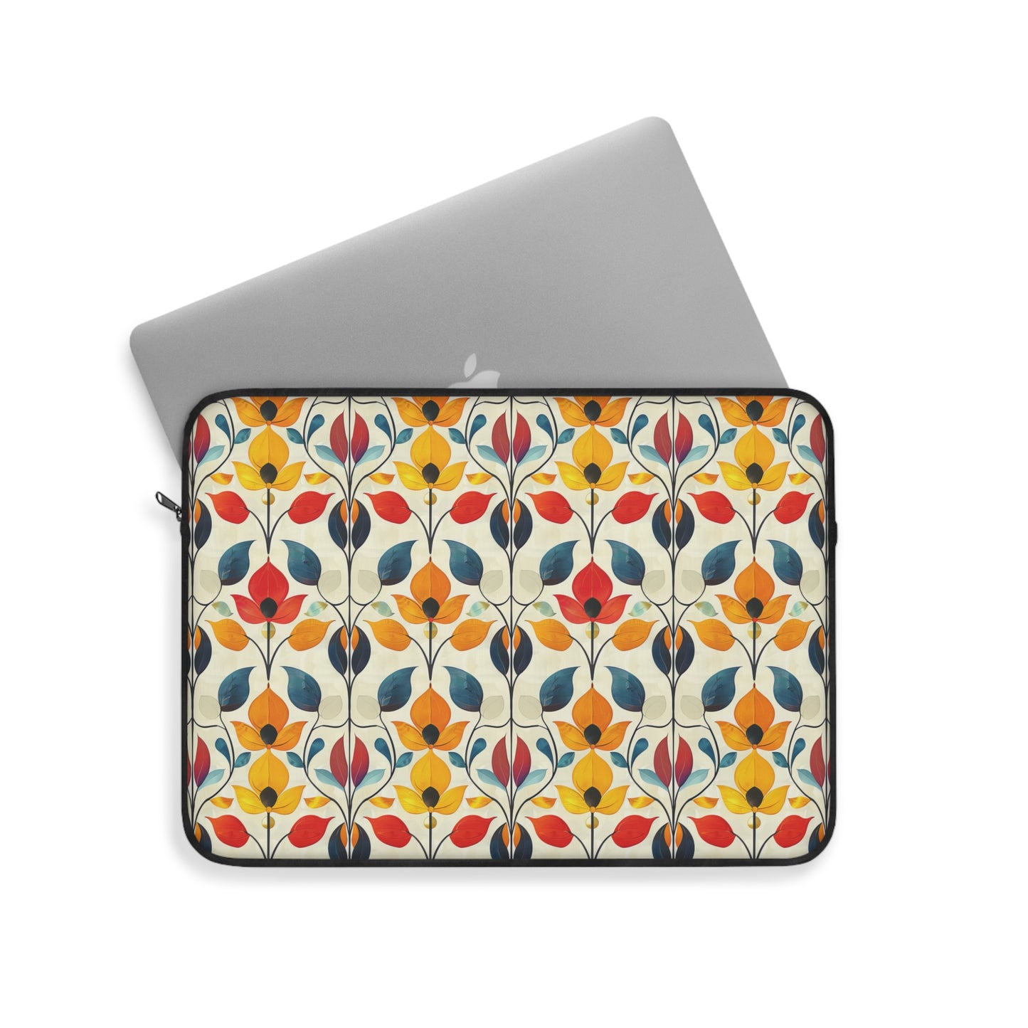 Retro Art Nouveau Vibrant Multicolored Blossoms Laptop or Ipad Protective Sleeve 3 Sizes Available