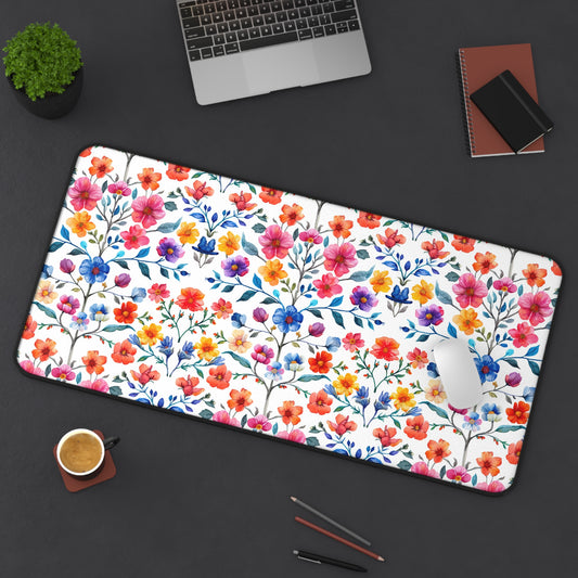 Botanical Symphony with Vibrant Watercolor Flowers Extended Gaming Mouse Pad  Desk Mat  - 3 Sizes