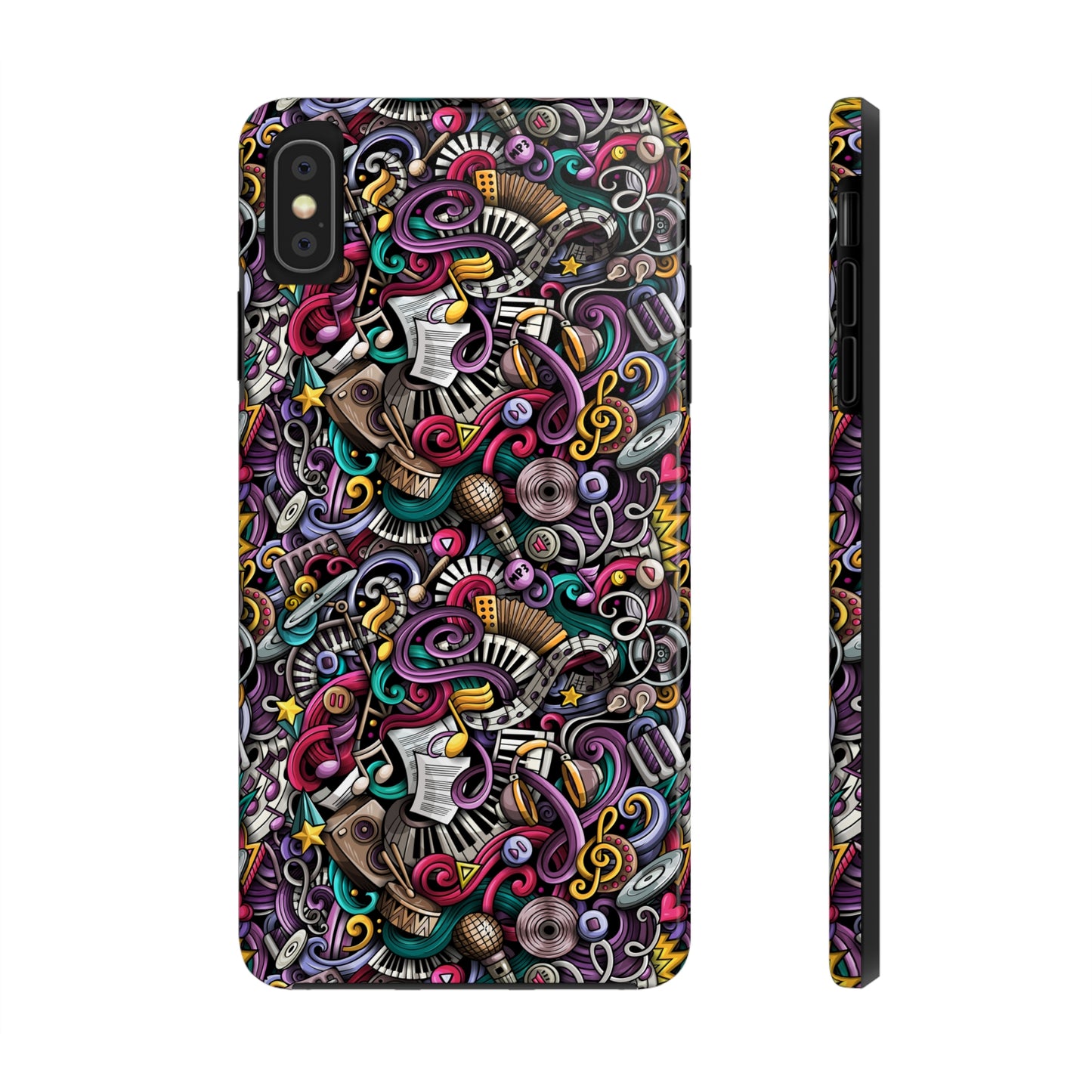 Musical Notes, Sheet Music, Swirls Cartoon Design Iphone Tough Phone Case