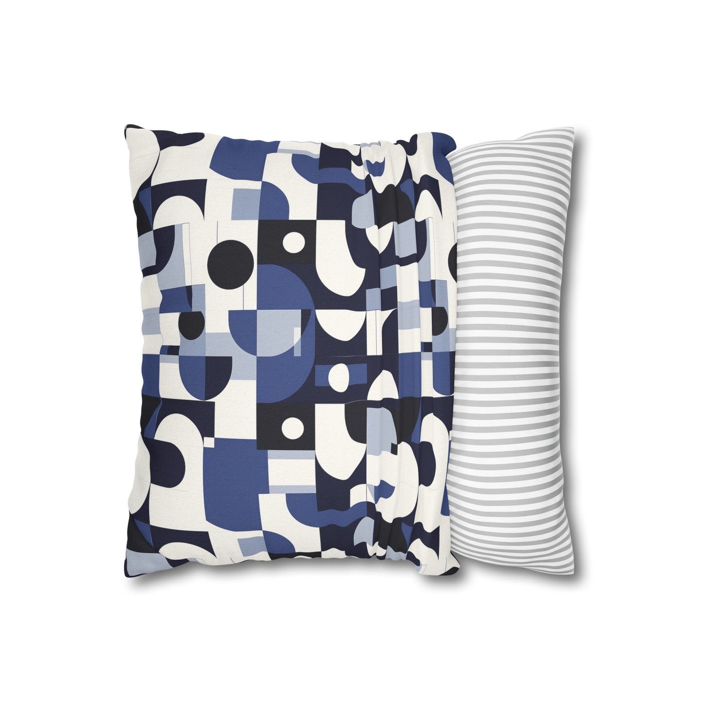 Navy Blue and White Mid-Century Modern Design Spun Polyester Square Pillowcase 4 Sizes