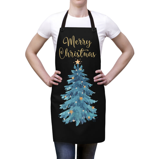 Merry Christmas and Christmas Tree - Kitchen Chef Apron