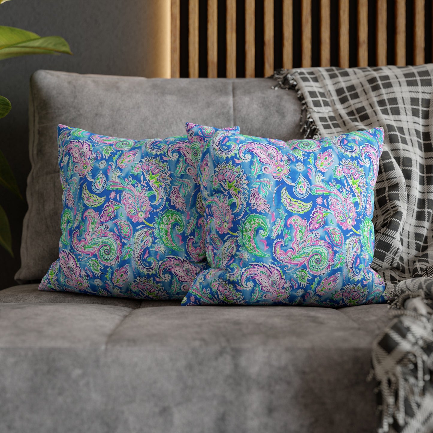 Pastel Paisley Whimsy: Delicate Design in Soft Hues Spun Polyester Square Pillowcase 4 Sizes