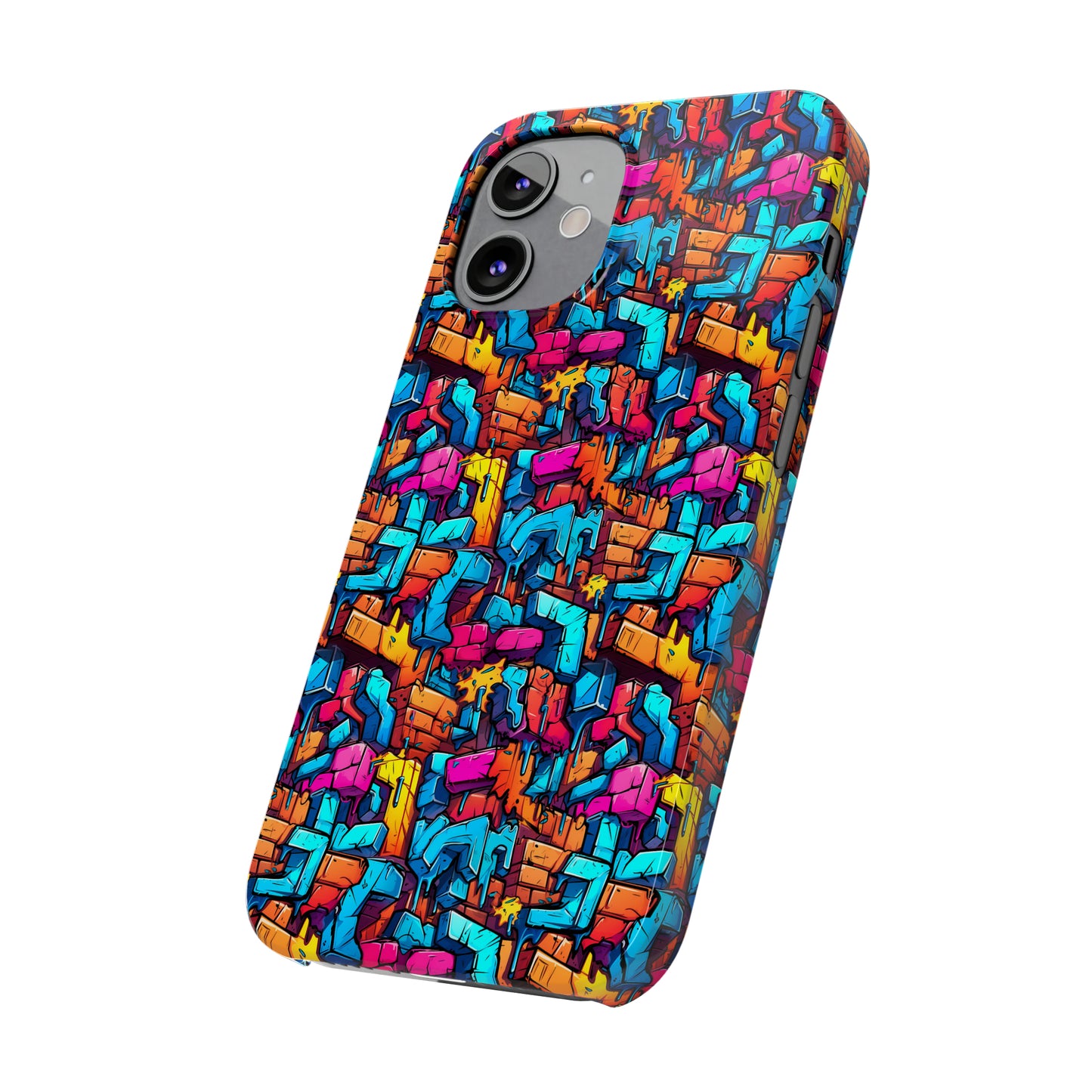 3D Rainbow Colored Graphic Blocks Design Iphone 15-12 Slim Phone Case