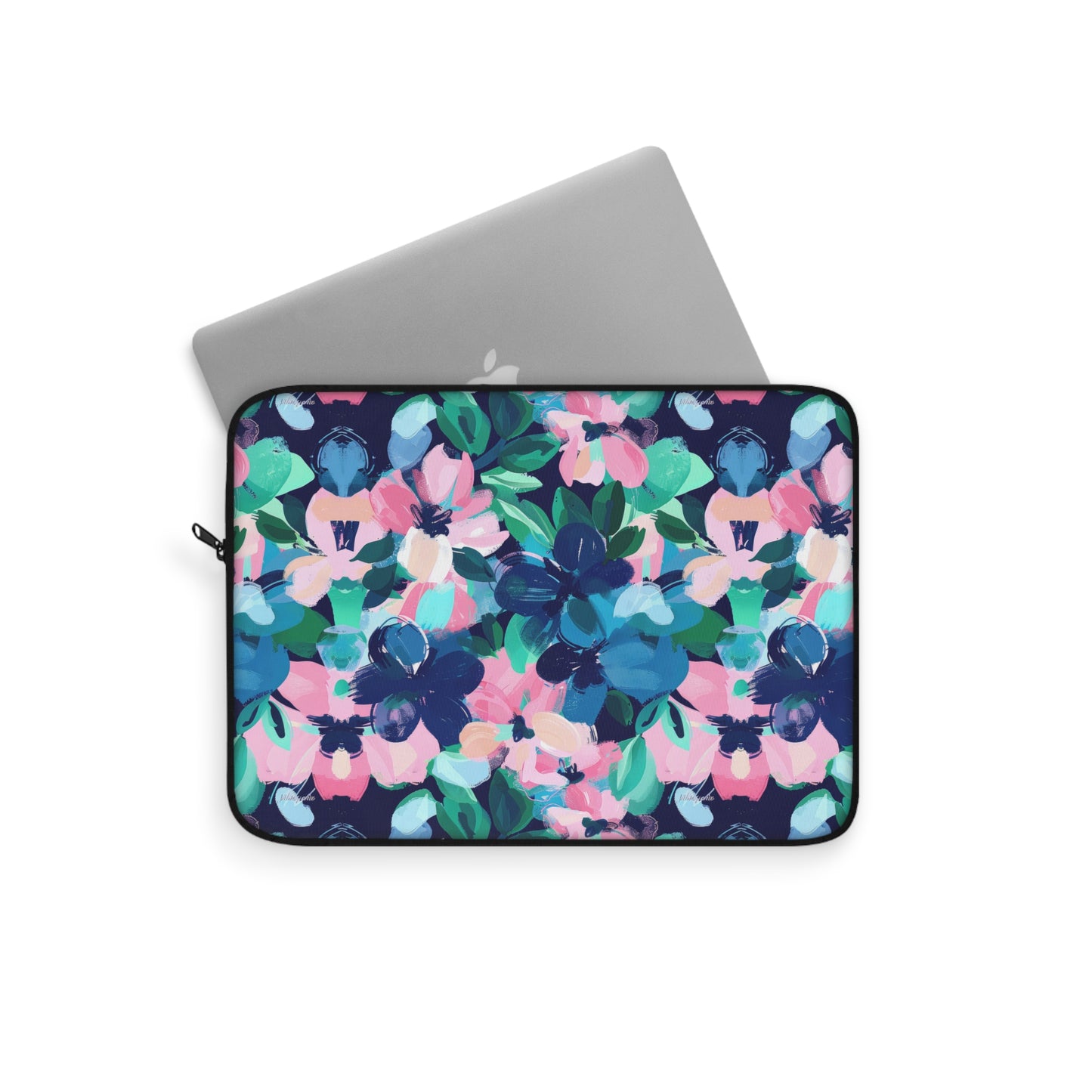 Tranquil Blooms: Muted Blue, Pink, and Green Watercolor Flowers Laptop or Ipad Protective Sleeve 3 Sizes Available