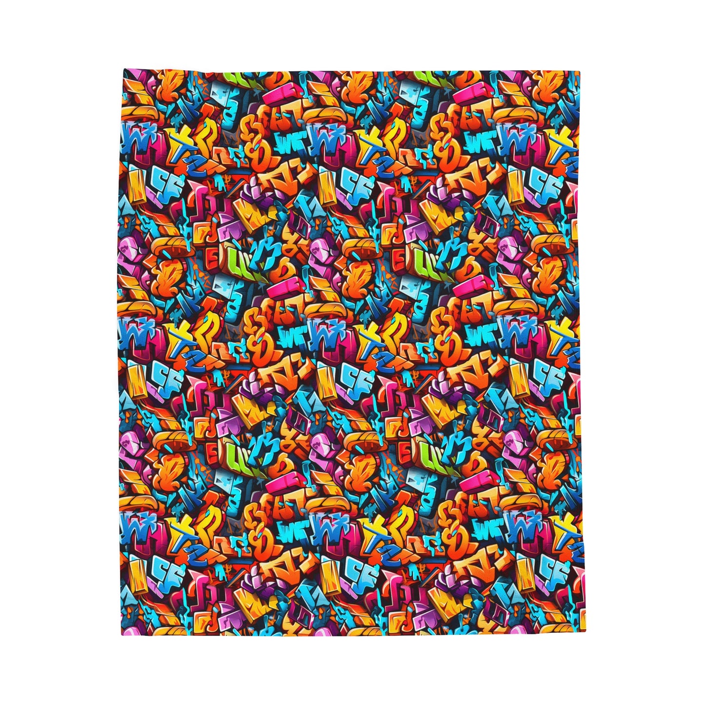 Colorful Street Art Pattern Print with Energetic Vibes Velveteen Plush Blanket 3 Sizes