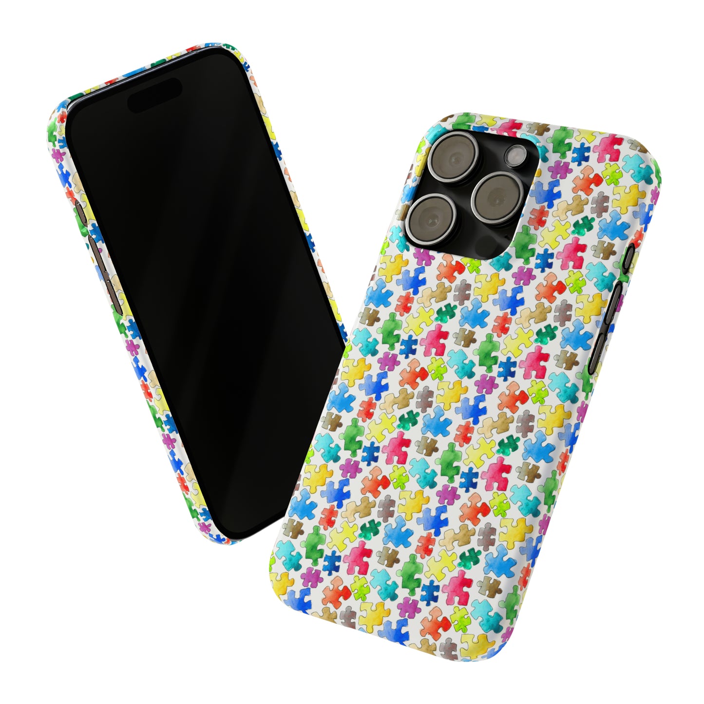 Rainbow Puzzle Pieces Iphone 15-12 Slim Phone Case