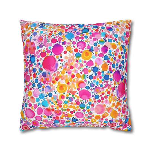 Prismatic Splatter: Rainbow Watercolor Explosion Spun Polyester Square Pillowcase 4 Sizes