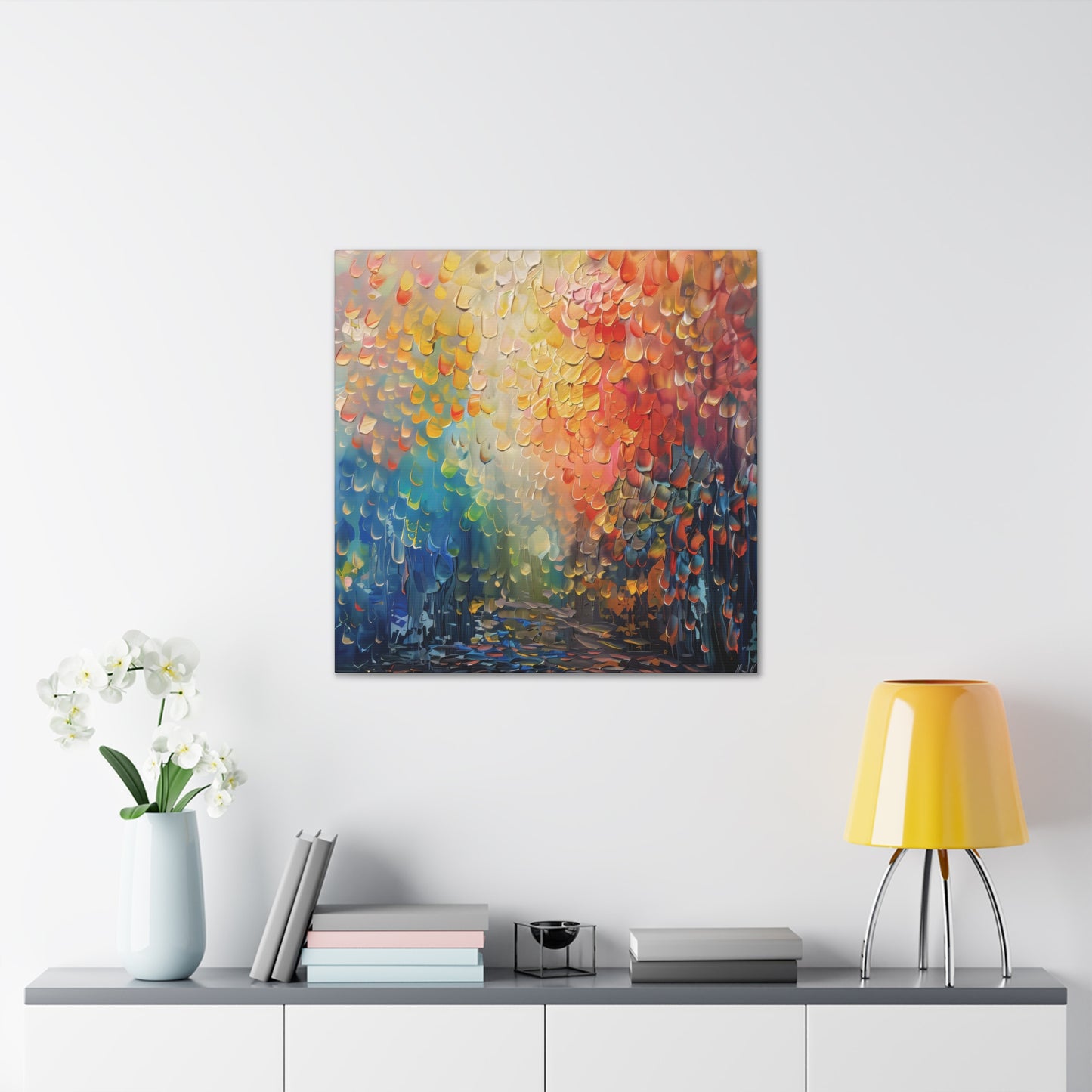 Vibrant Abstract Sun Setting Behind the Trees Print on Canvas Gallery Wraps  - 5 Sizes