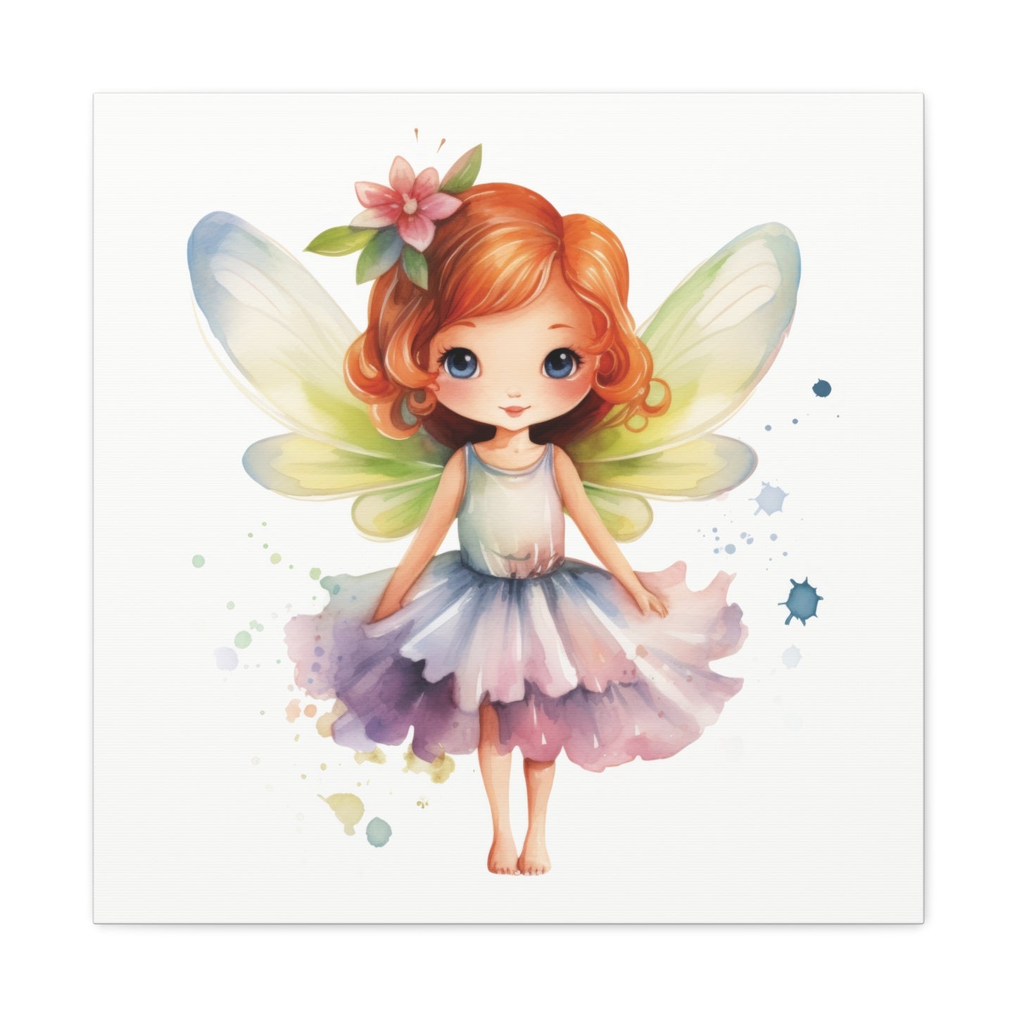 Watercolor Portrait of an Irish Red-Haired Little Girl as a Fairy Ballerina on Canvas Gallery - 5 Sizes