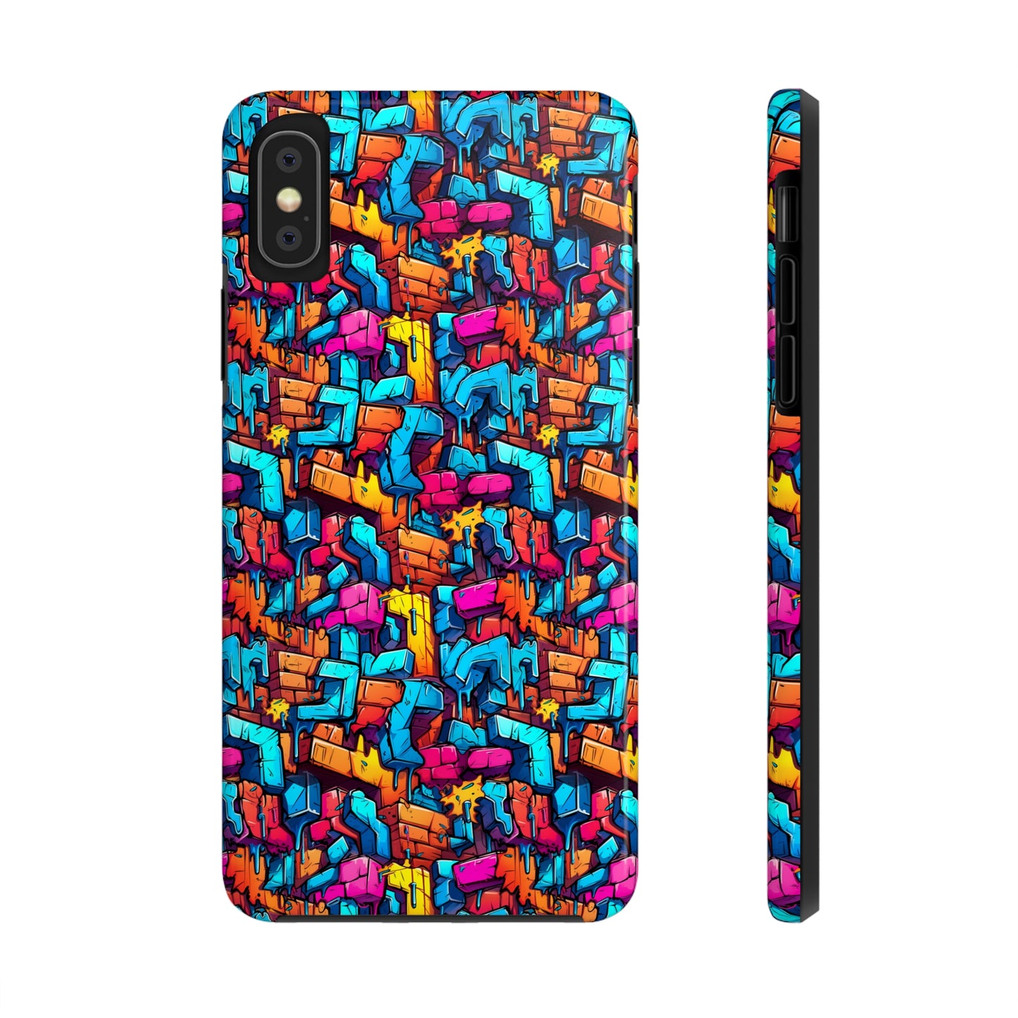 3D Rainbow Colored Graphic Blocks Design Iphone Tough Phone Case