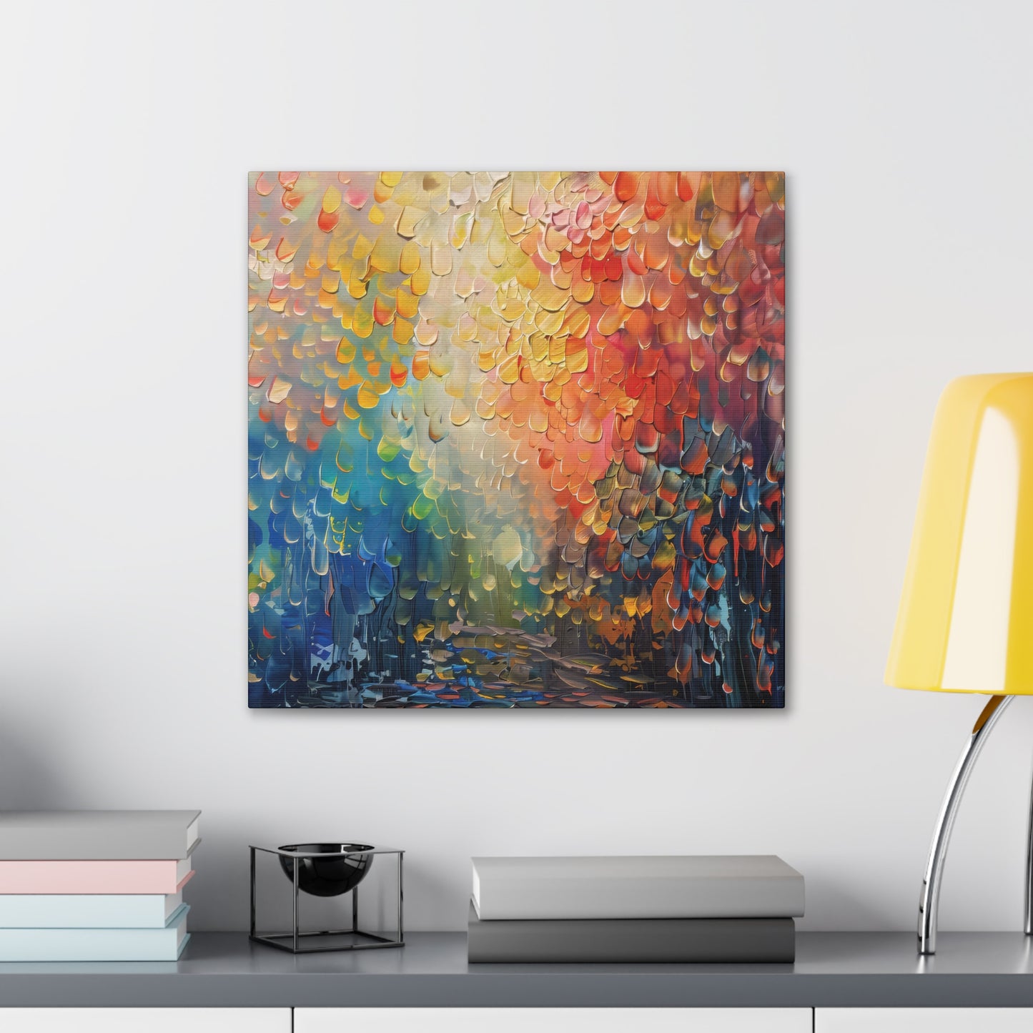 Vibrant Abstract Sun Setting Behind the Trees Print on Canvas Gallery Wraps  - 5 Sizes