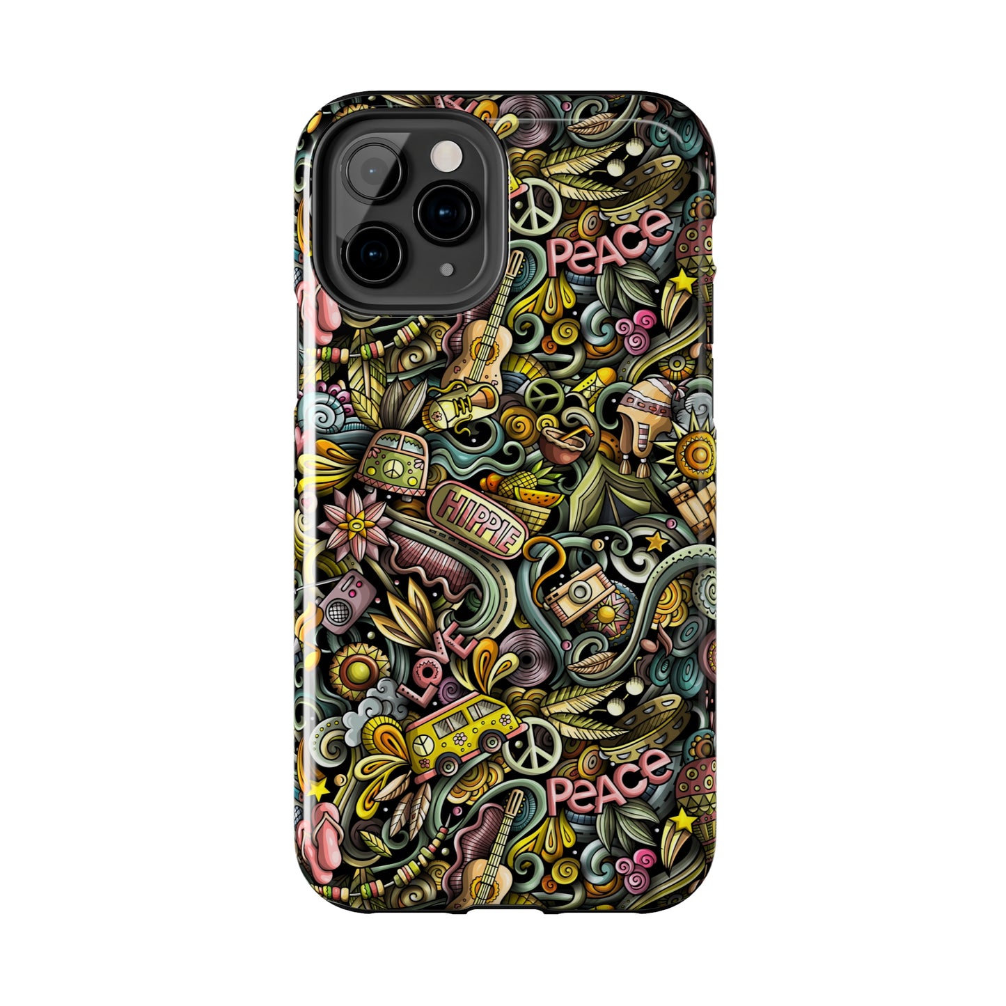 Peace, Love & VW Fun Cartoon Design Iphone Tough Phone Case