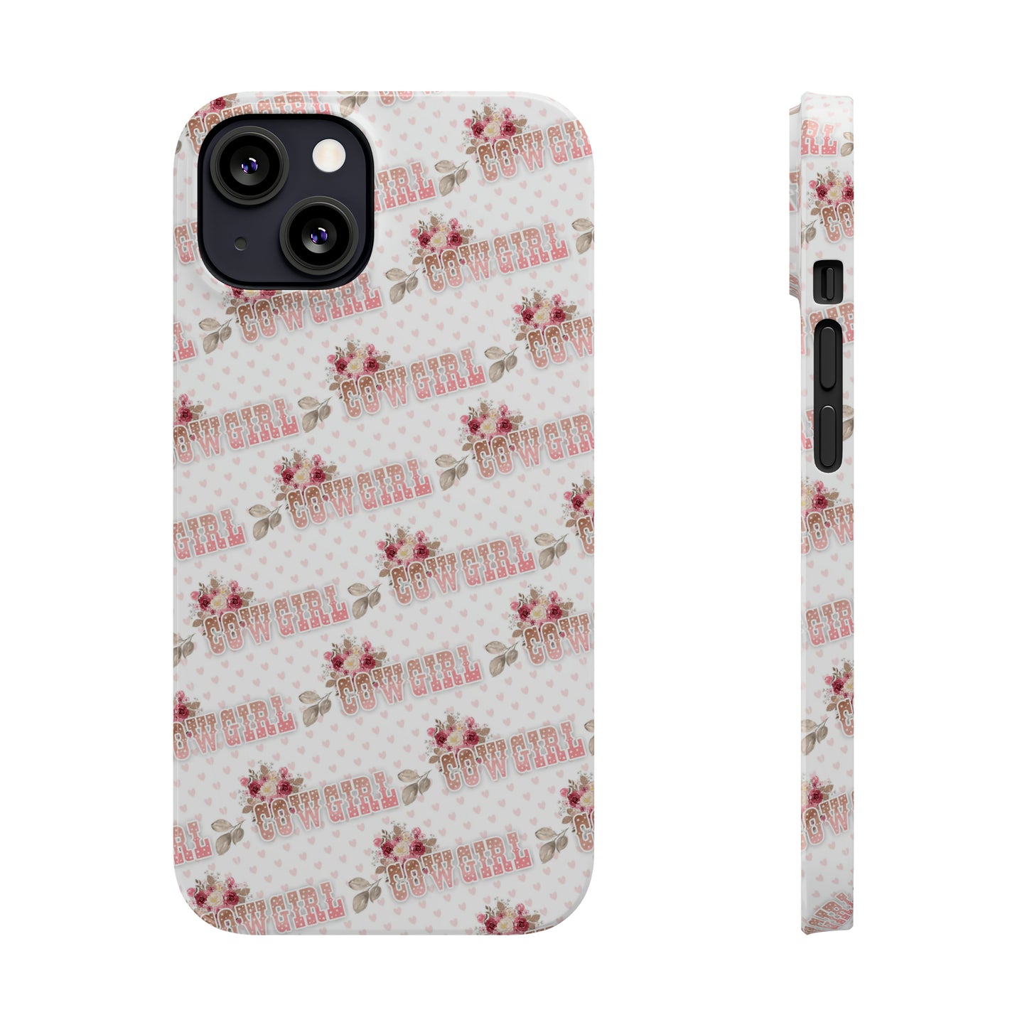 Pink Cowgirl and Flowers Iphone 15-12 Slim Phone Case