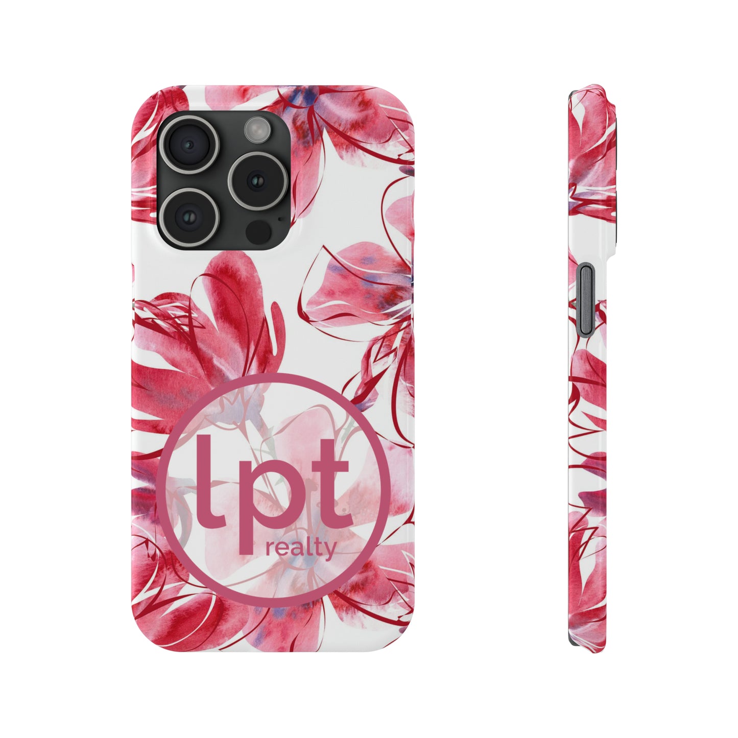 LPT Realty Logo -  Large Pink Flower Iphone 15-12 Slim Phone Case