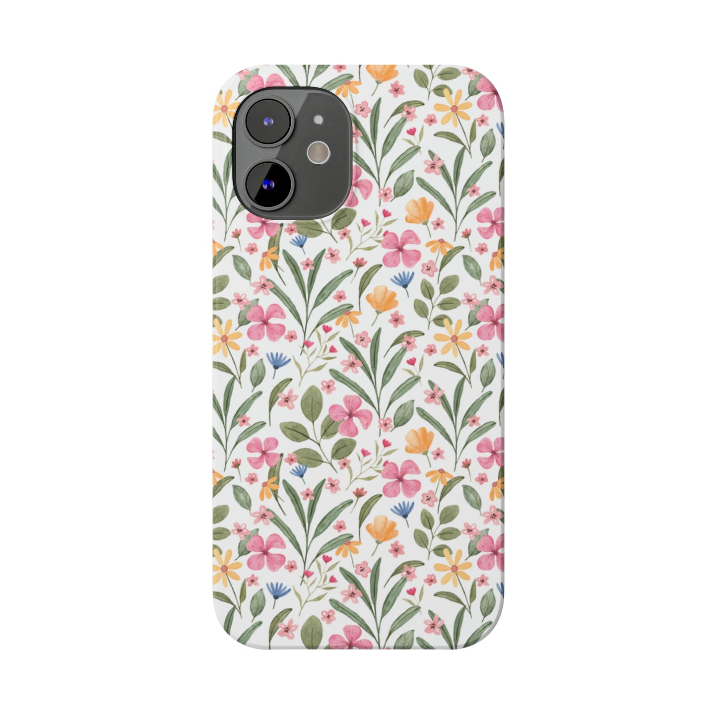 Pink Watercolor Spring Flowers Iphone 15-12 Slim Phone Case