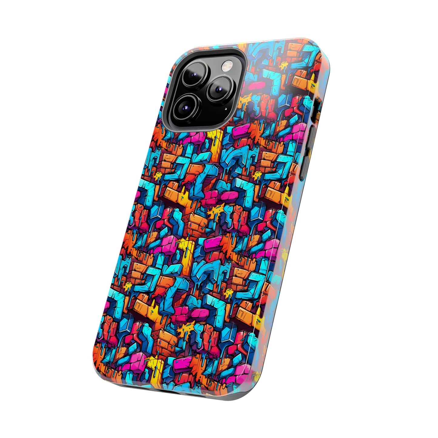 3D Rainbow Colored Graphic Blocks Design Iphone Tough Phone Case