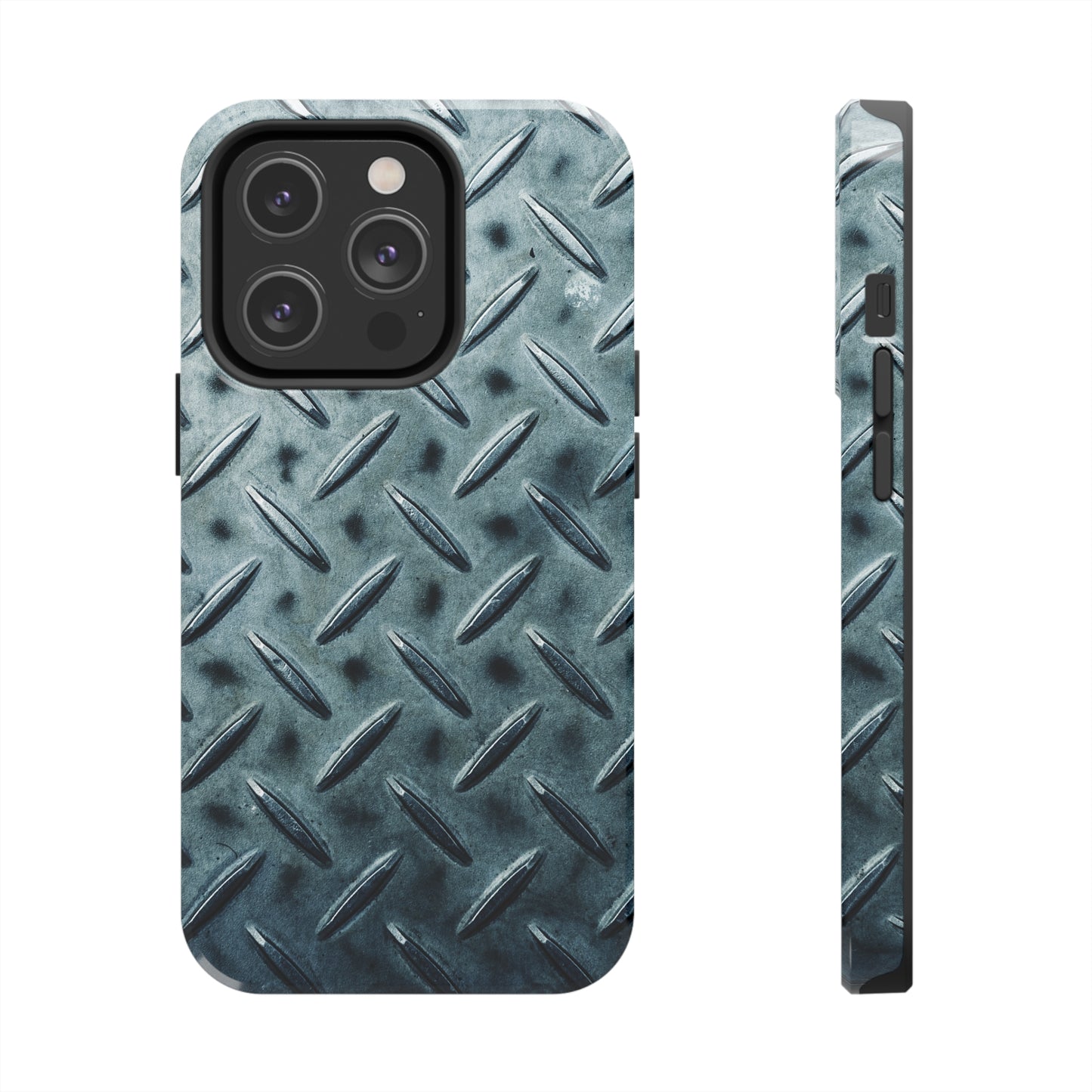 Blue Steel Diamond Plate Design Iphone Tough Phone Case