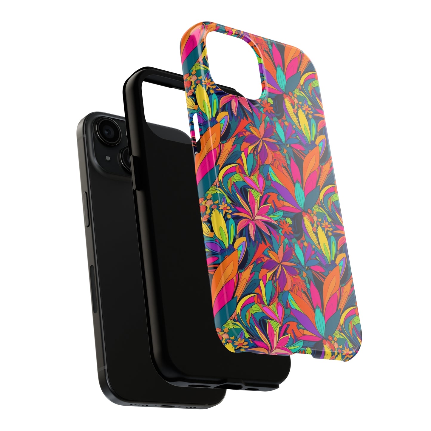 Tropical Neon Flowers Iphone Tough Phone Case