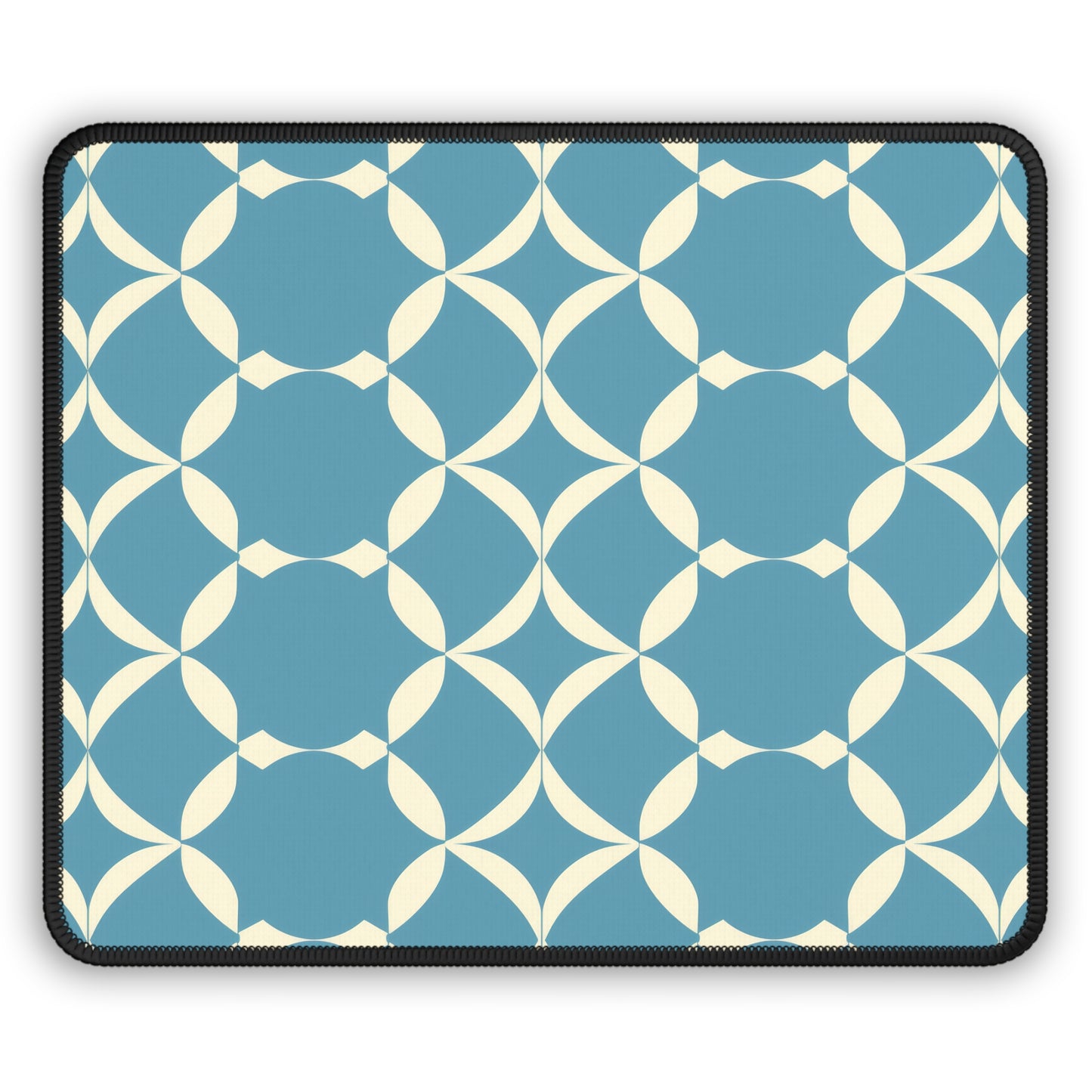 Modern Chic Aqua and Cream Geometric Pattern Mouse Pad with Finished Edges