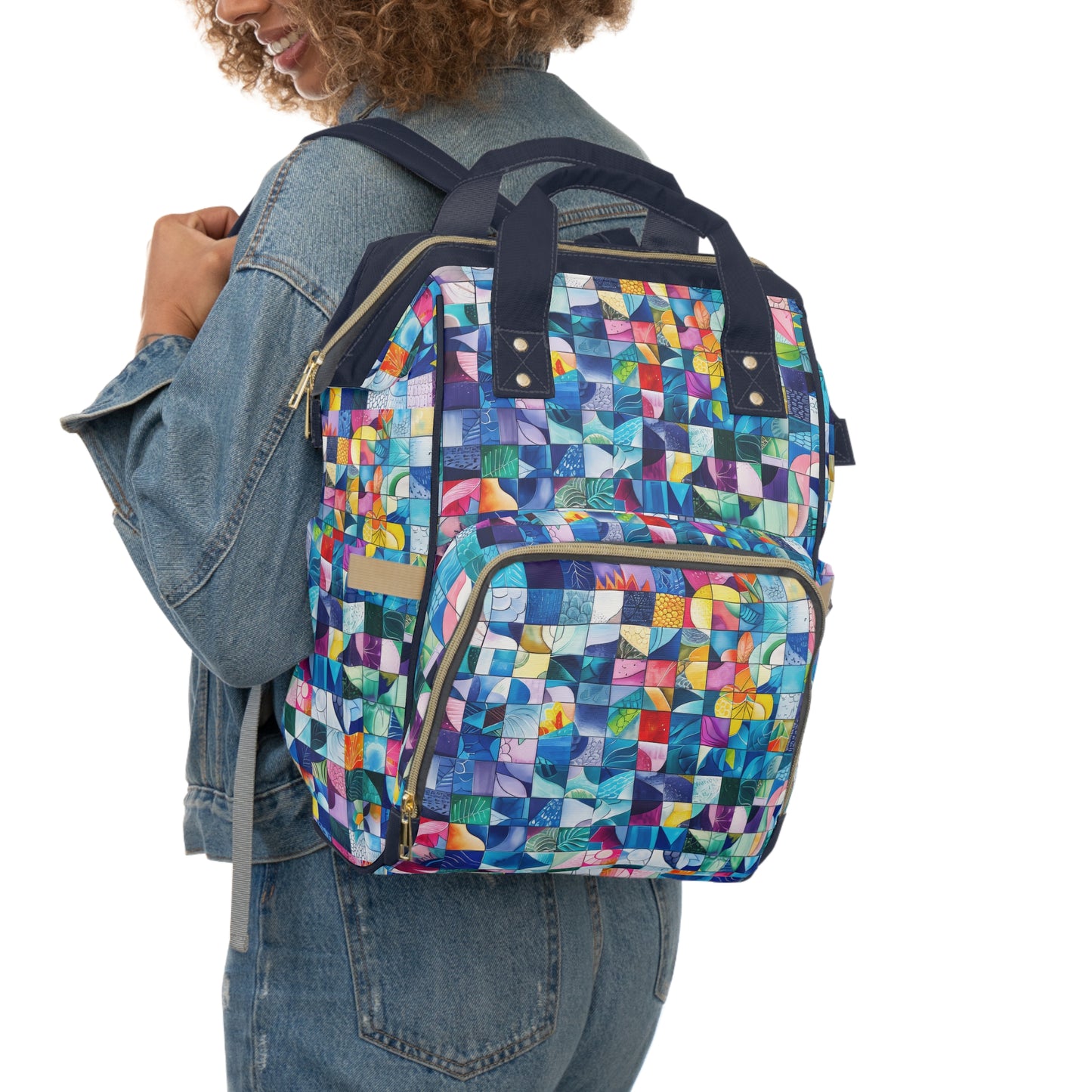 Artistic Kaleidoscope: Abstract Patchwork of Diverse Art Styles Multifunctional Diaper Backpack