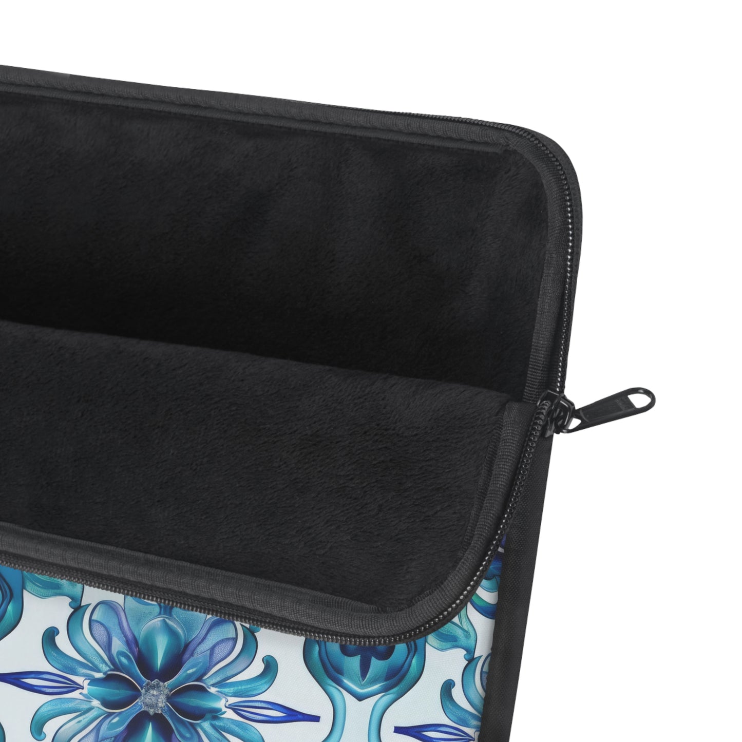 Blossom Symphony of Blue Teal Intricate Floral Pattern Laptop or Ipad Protective Sleeve 3 Sizes Available