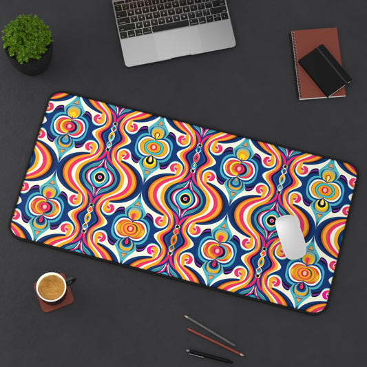 Vibrant Retro Waves with Colorful Geometric Pattern Extended Gaming Mouse Pad  Desk Mat  - 3 Sizes