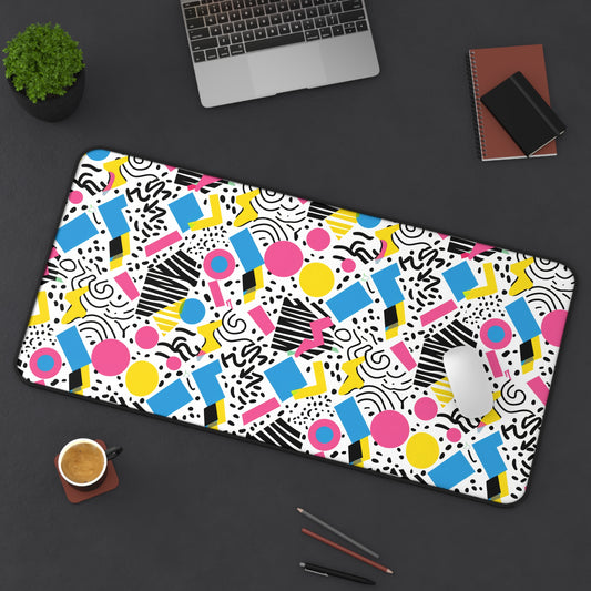 Retro Vibes in Colorful 80s Memphis Style Geometric Pattern Gaming Mouse Pad  Desk Mat  - 3 Sizes