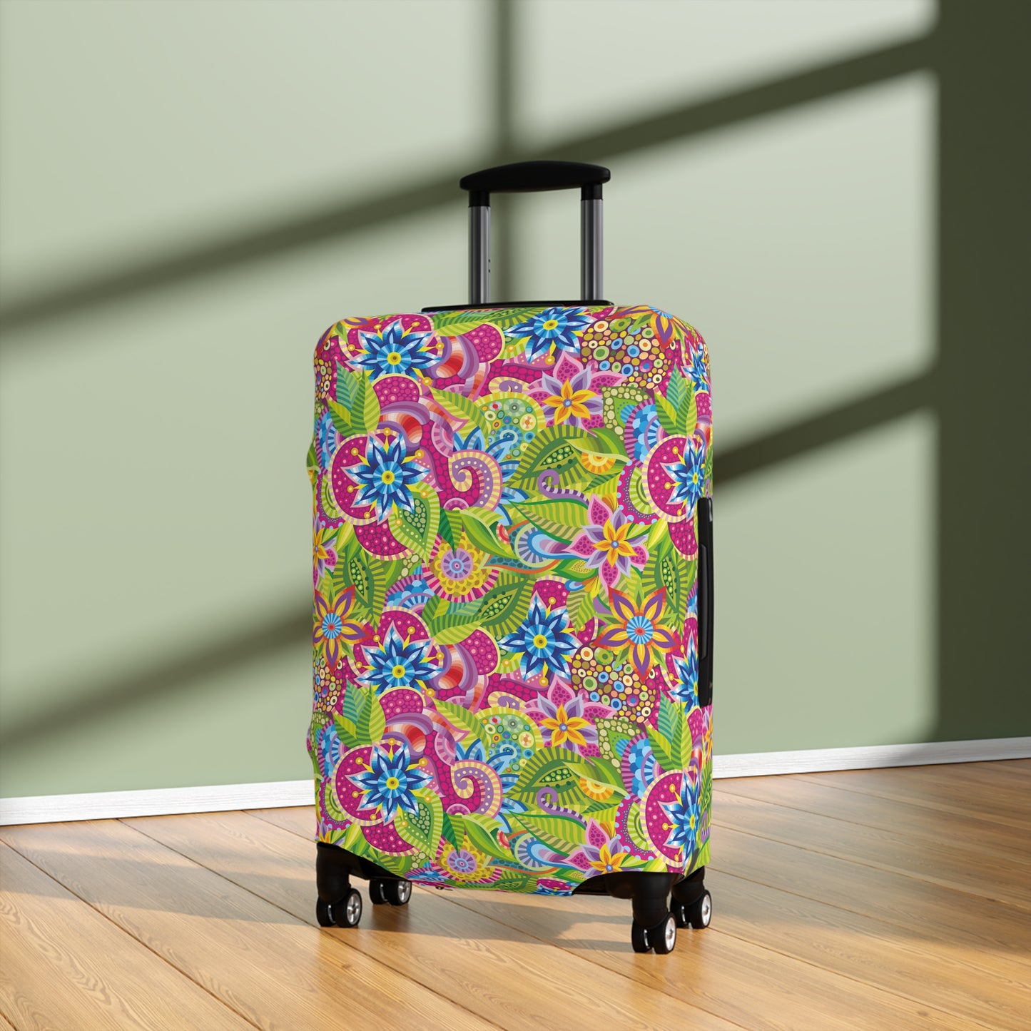 Vibrant Array of Abstract Flowers and Paisley in Rainbow Hues - Luggage Protector and Cover 3 Sizes