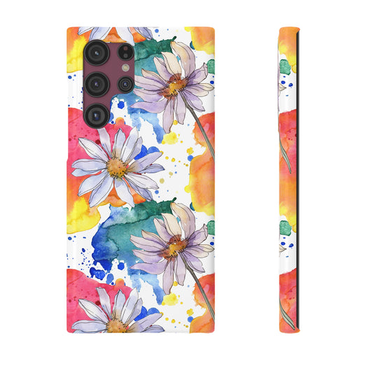 Large Colorful Watercolor Daisy Design Samsung Slim Cases