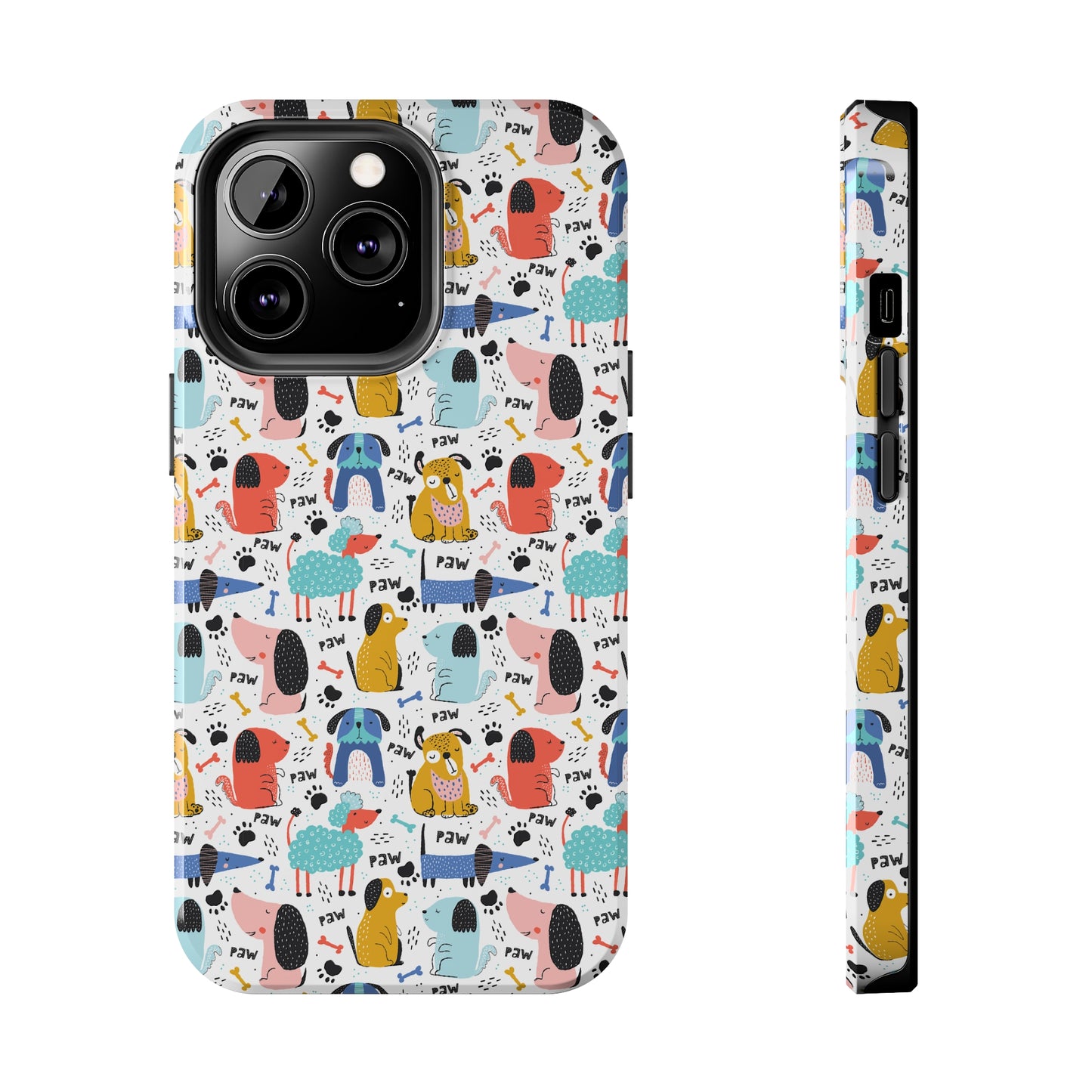 Playful Pups: Colorful Cartoon Dogs Iphone Tough Phone Case