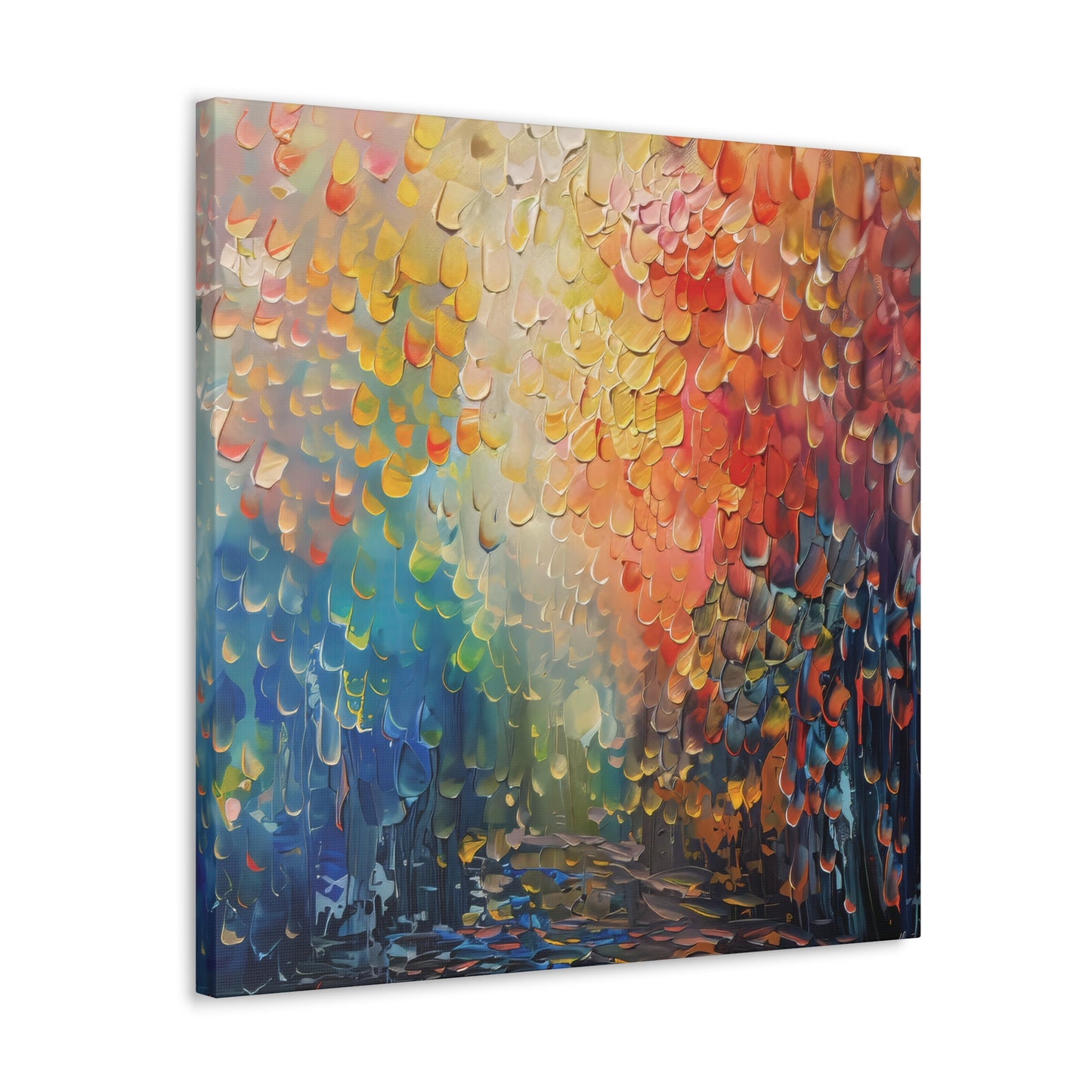 Vibrant Abstract Sun Setting Behind the Trees Print on Canvas Gallery Wraps  - 5 Sizes