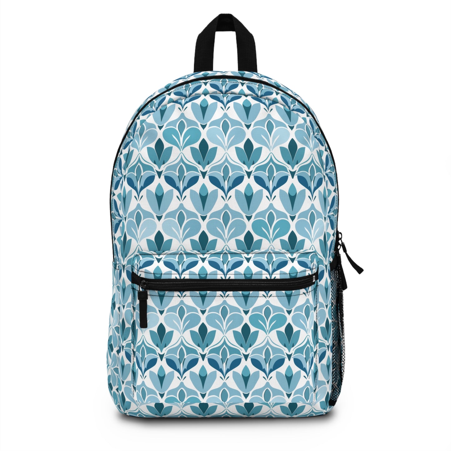 Elegant Floral Pattern in Shades of Aqua and Teal, Forming Graceful Botanical Motifs Lightweight Stylish Durable Backpack (Made in USA)