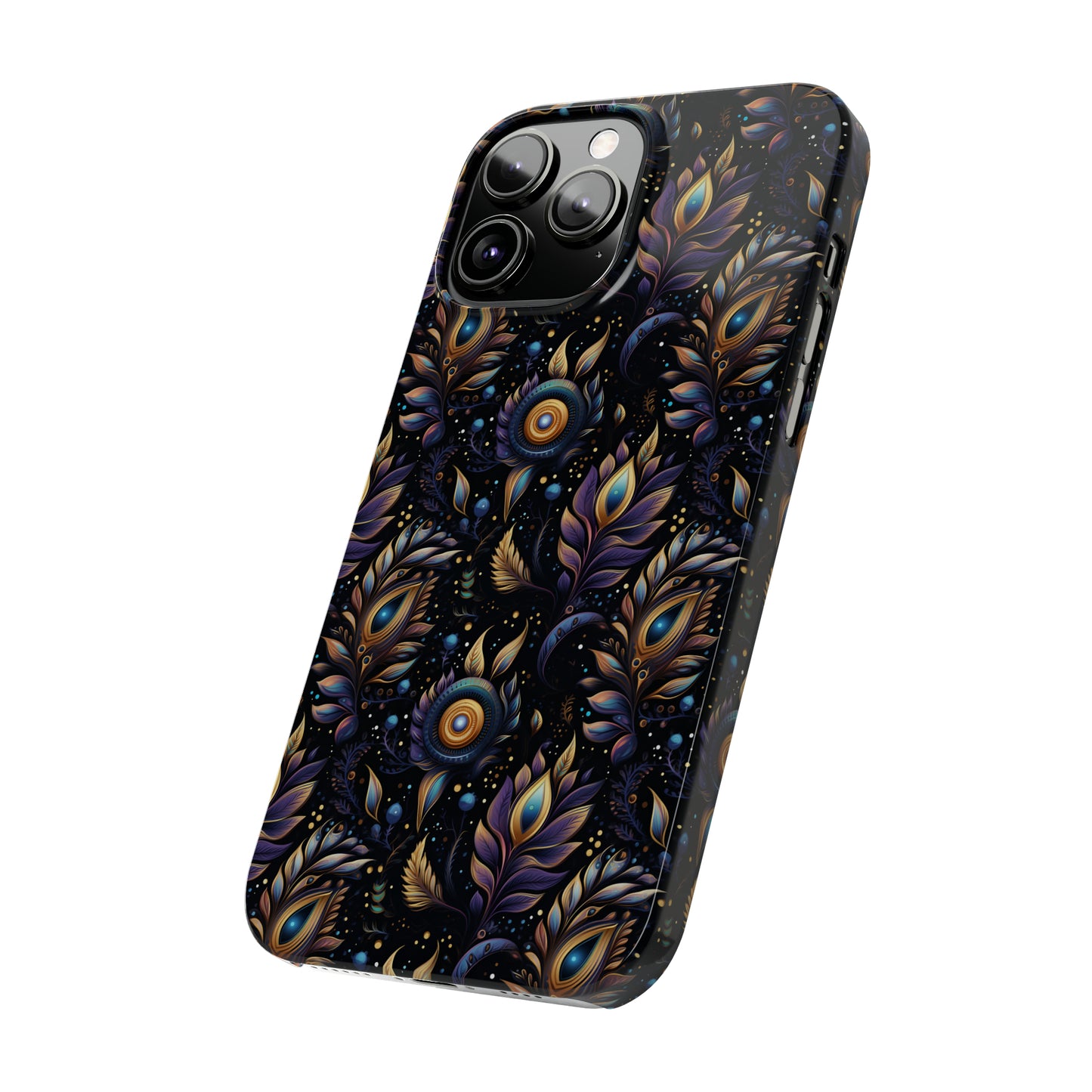 Mystical Enchanted Leaves and Celestial Stars Iphone 15-12 Slim Phone Case