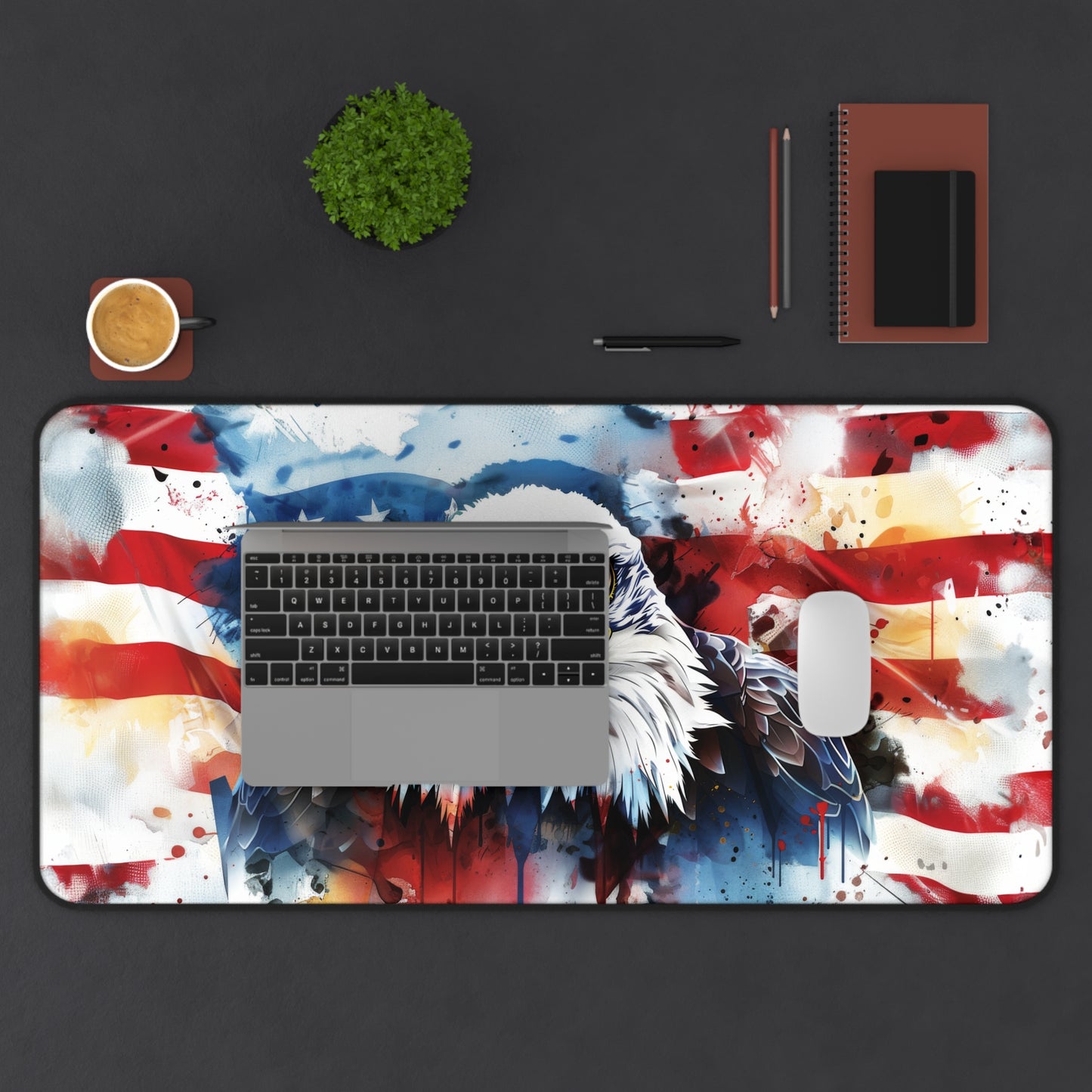 Liberty's Gaze Eagle with American Flag, Bold and Vibrant Extended Gaming Mouse Pad  Desk Mat  - 3 Sizes