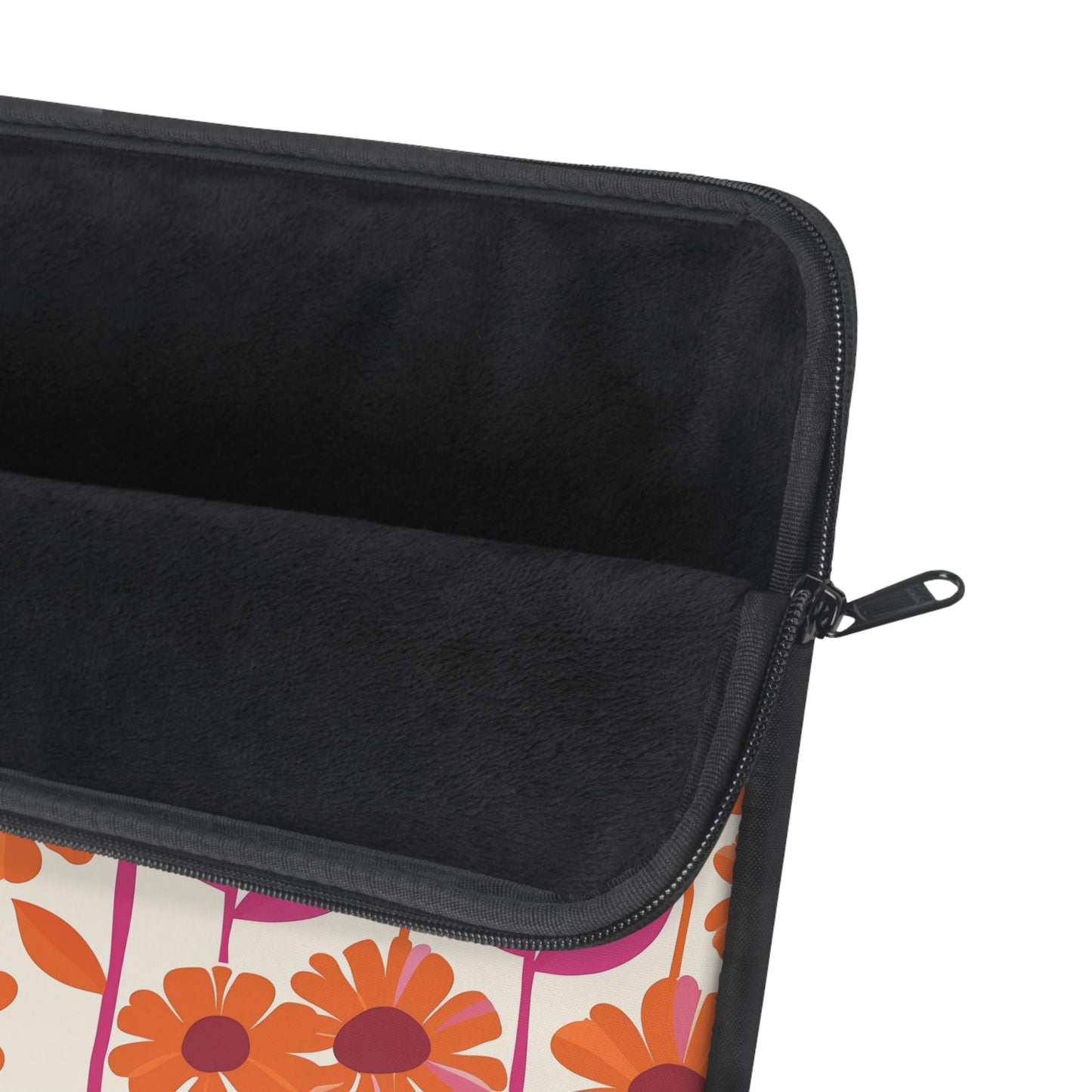 Retro Floral Bliss with Bold Pink and Orange Flower Design Laptop or Ipad Protective Sleeve 3 Sizes Available