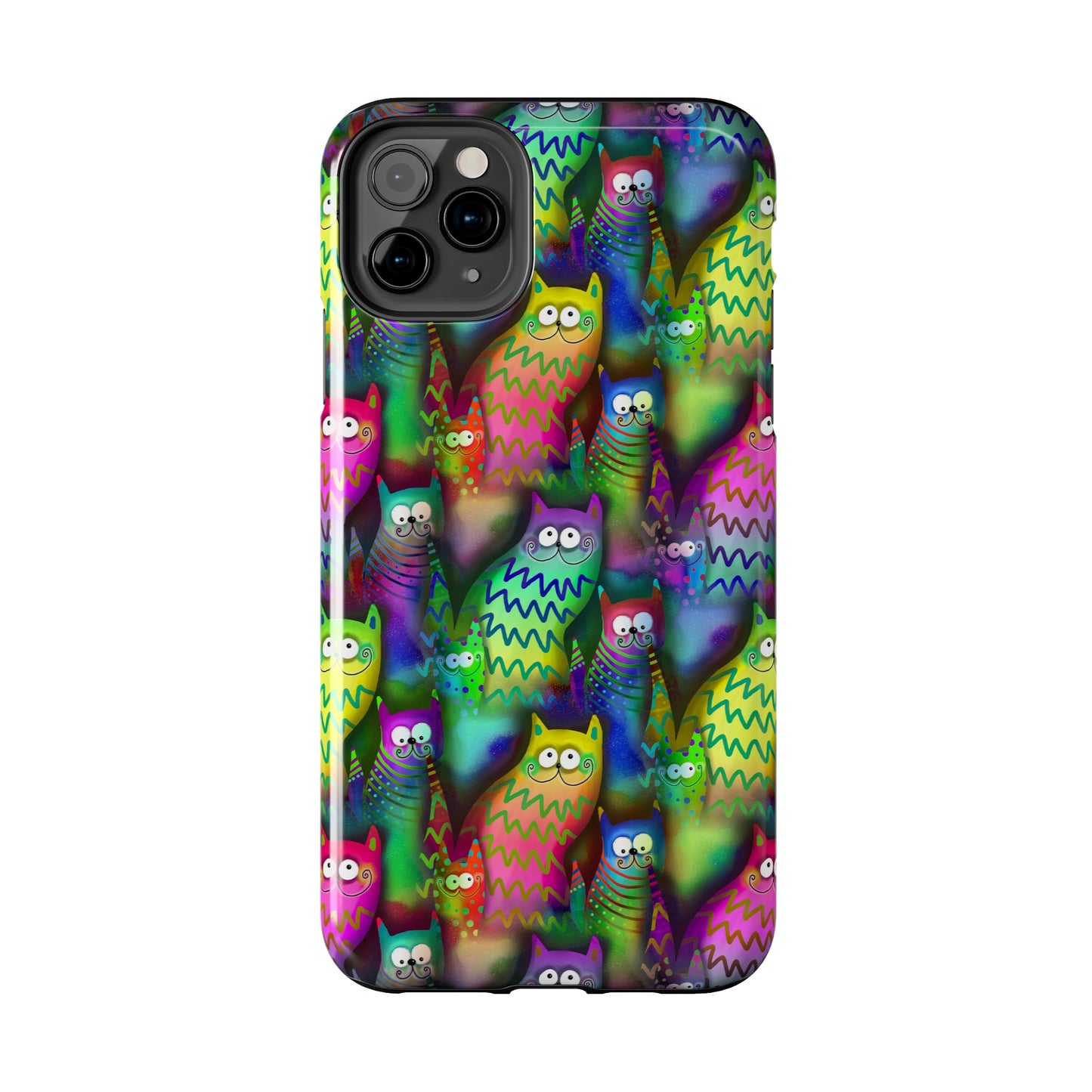 Neon Rainbow Cartoon Cats Iphone Tough Phone Case