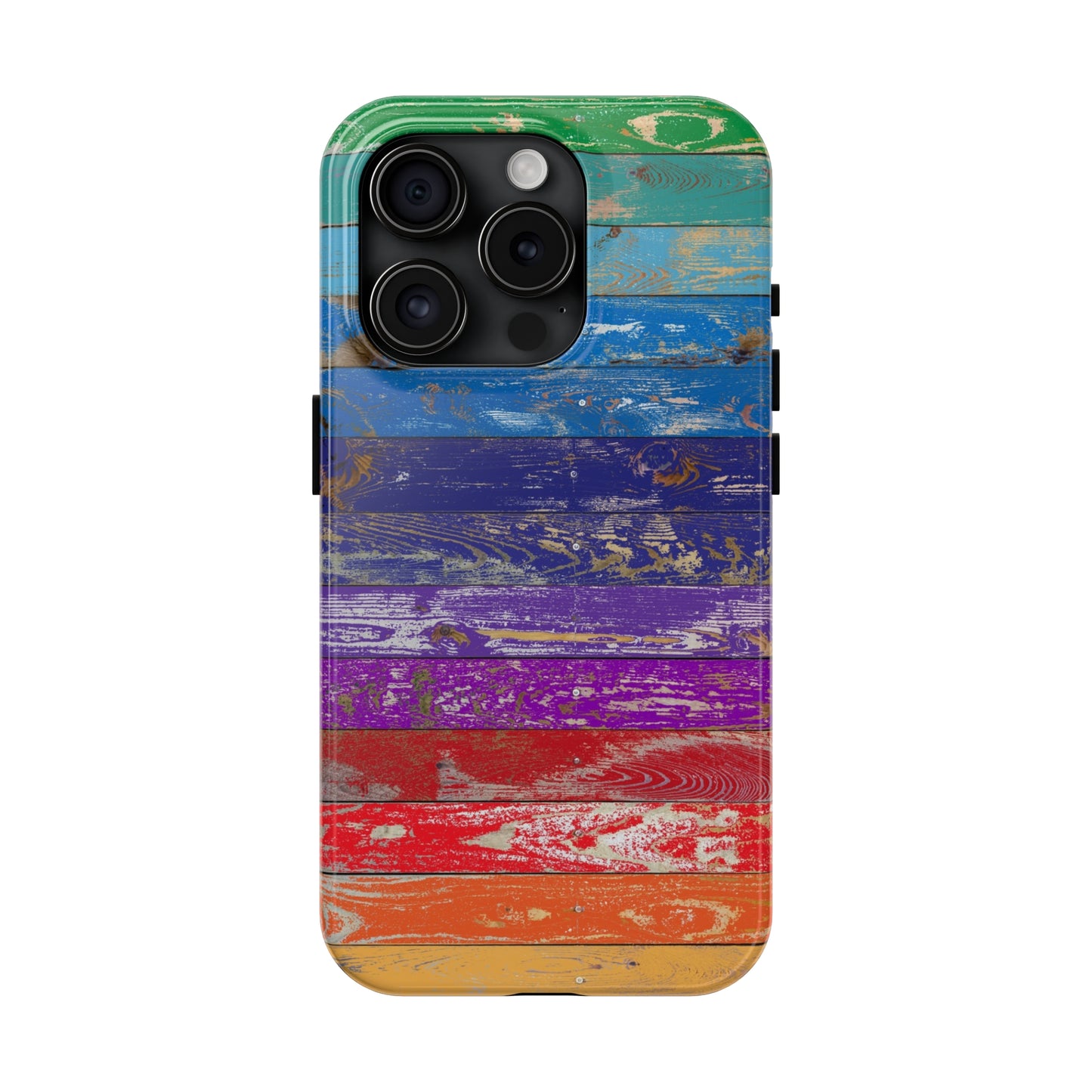 Rainbow Wood Planks Iphone Tough Phone Case