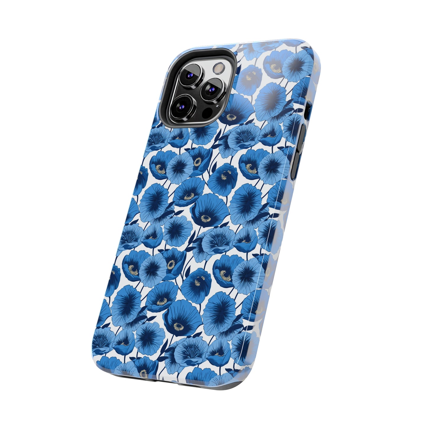 Vivid Blooms Bright Blue Poppies Design Iphone Tough Phone Case