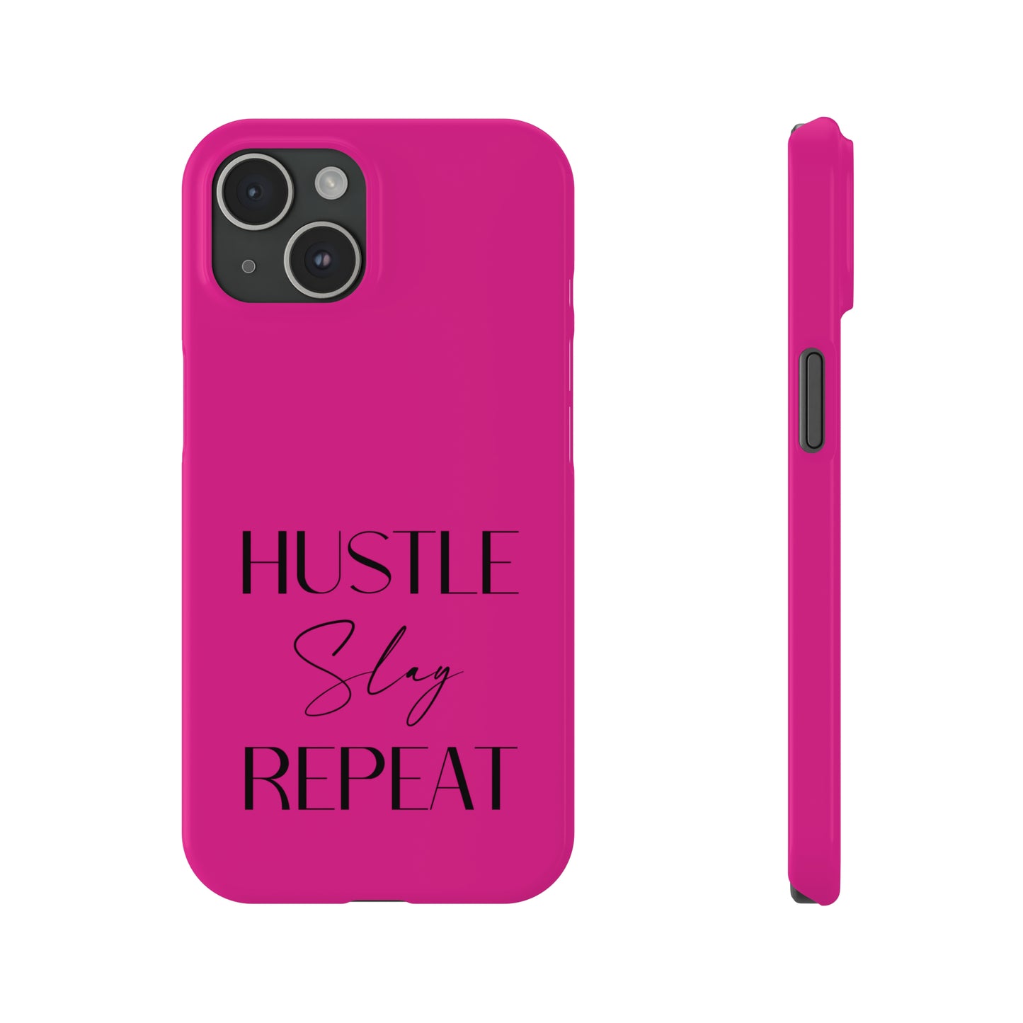 Pink & Black - Hustle Slay Repeat Iphone 15-12 Slim Phone Case